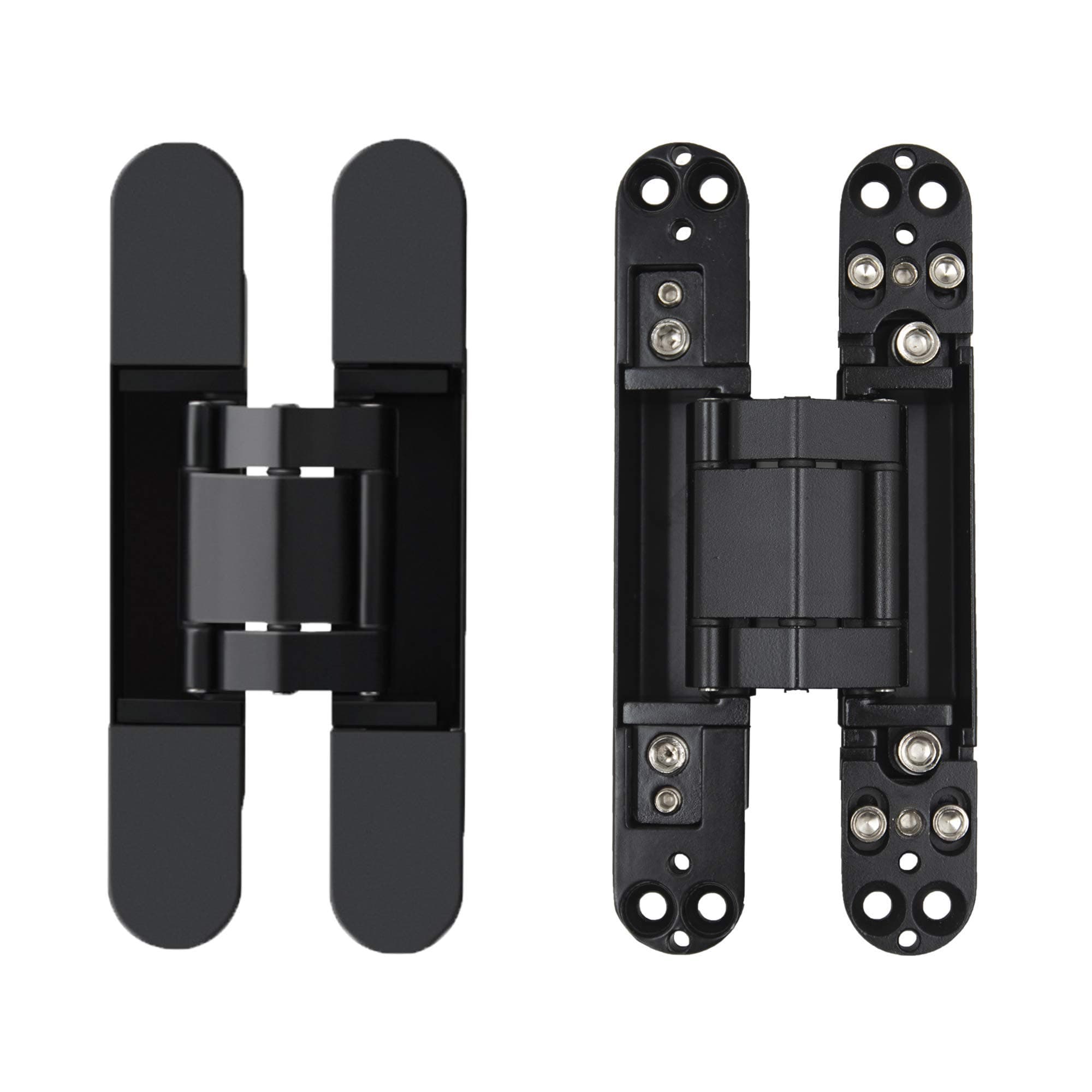 HLMOptimo 7 inch Invisible Hinges Hidden Door Hinges Concealed Hinges 180 Degree Swing Hinge 3-D Adjustable Butt Hinge 7 x 2.8 x 1 inch (Black Pack of 2)