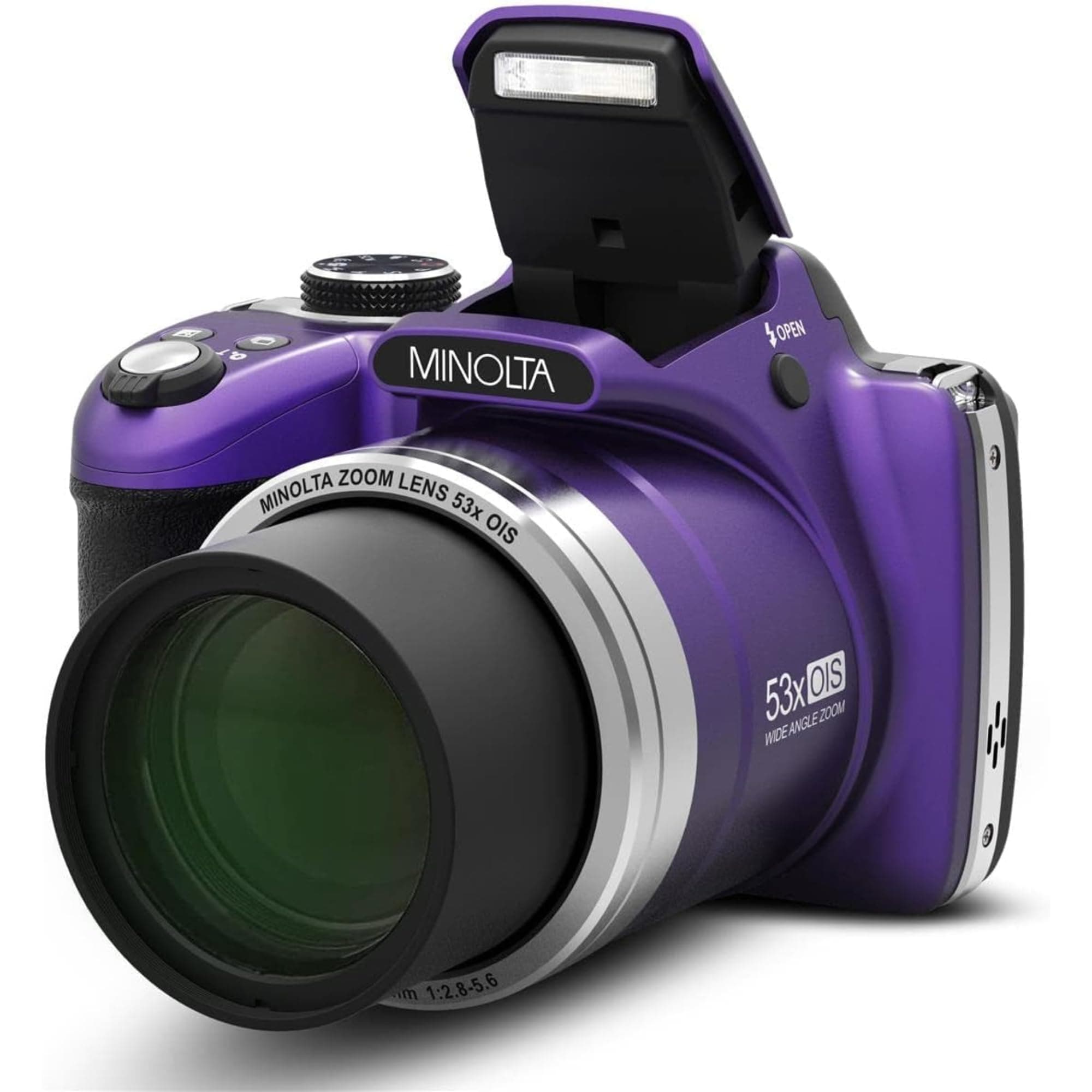 Pro Shot 16 Mega Pixel HD Digital Camera with 53x Optical Zoom, Full 1080p HD Video & 16GB SD Card, MN53Z, Purple