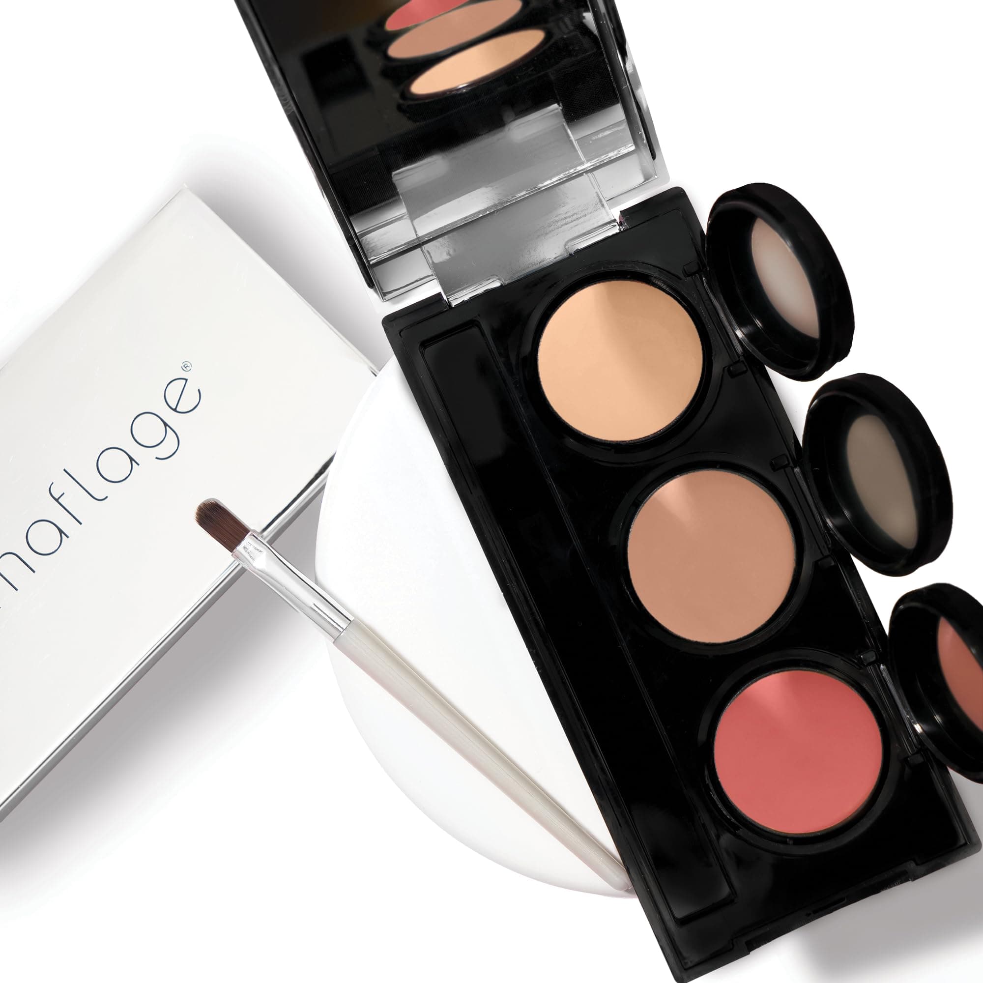 Dermaflage Tattoo Cover Up Makeup (Light) - Bruise Full Coverage Concealer - Full Coverage Waterproof Concealer for Bruise, Scars & Acne - Smudge Proof Makeup Palette with 3 Pro SFX Shades + Brush