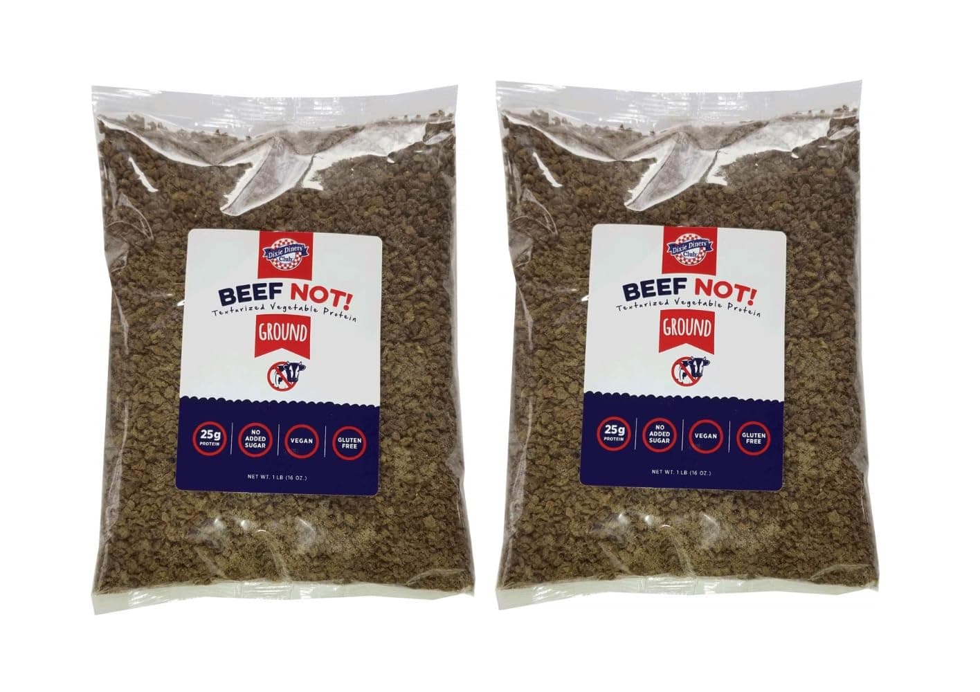Dixie Diner's Texturized Vegetable Protein - Beef Not 1 lb Bag 2 Pack - Vegan and Gluten Free - No Added Sugar - 25g of Protein - Low Fat and Low Sodium - Vegan/Vegetarian Meat Substitute