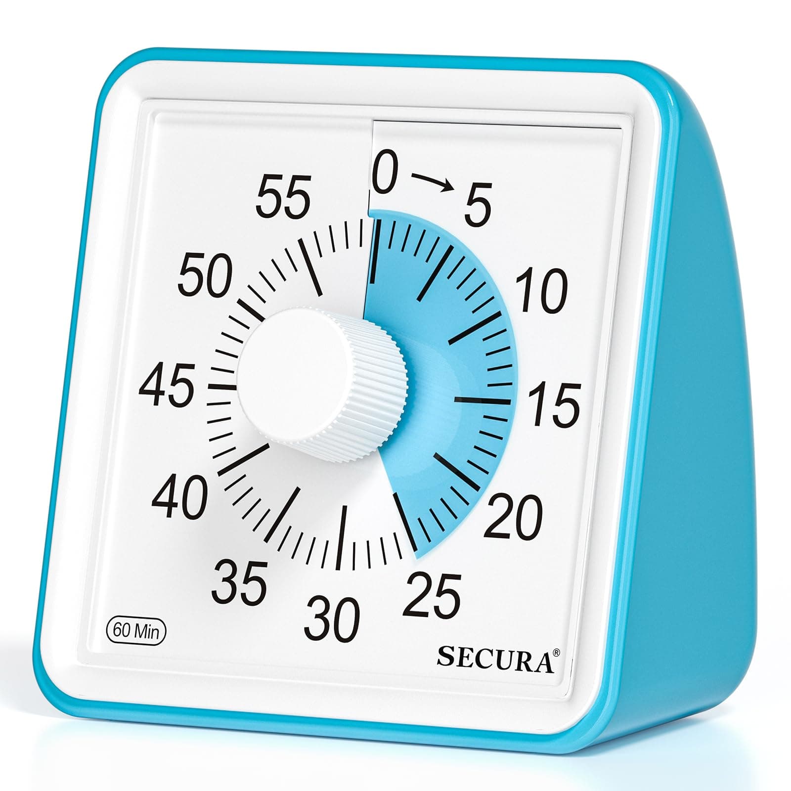 Secura 60-Minute Visual Timer, Classroom Timers, Countdown Timer for Kids and Adults, Time Management Tool for Teaching (Blue & Blue)