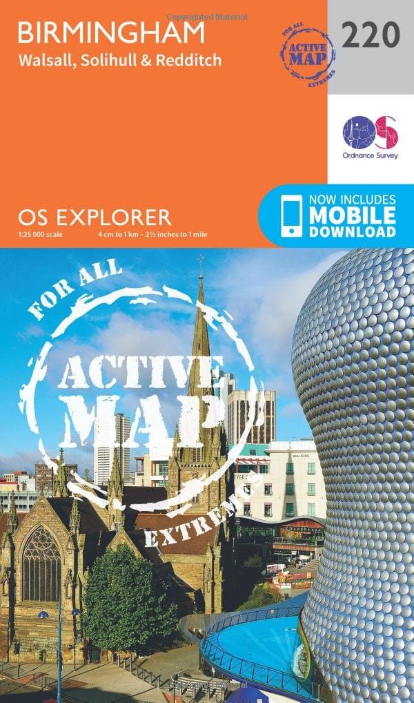 Birmingham, Walsall, Solihull and Redditch: 220 (OS Explorer Active Map)