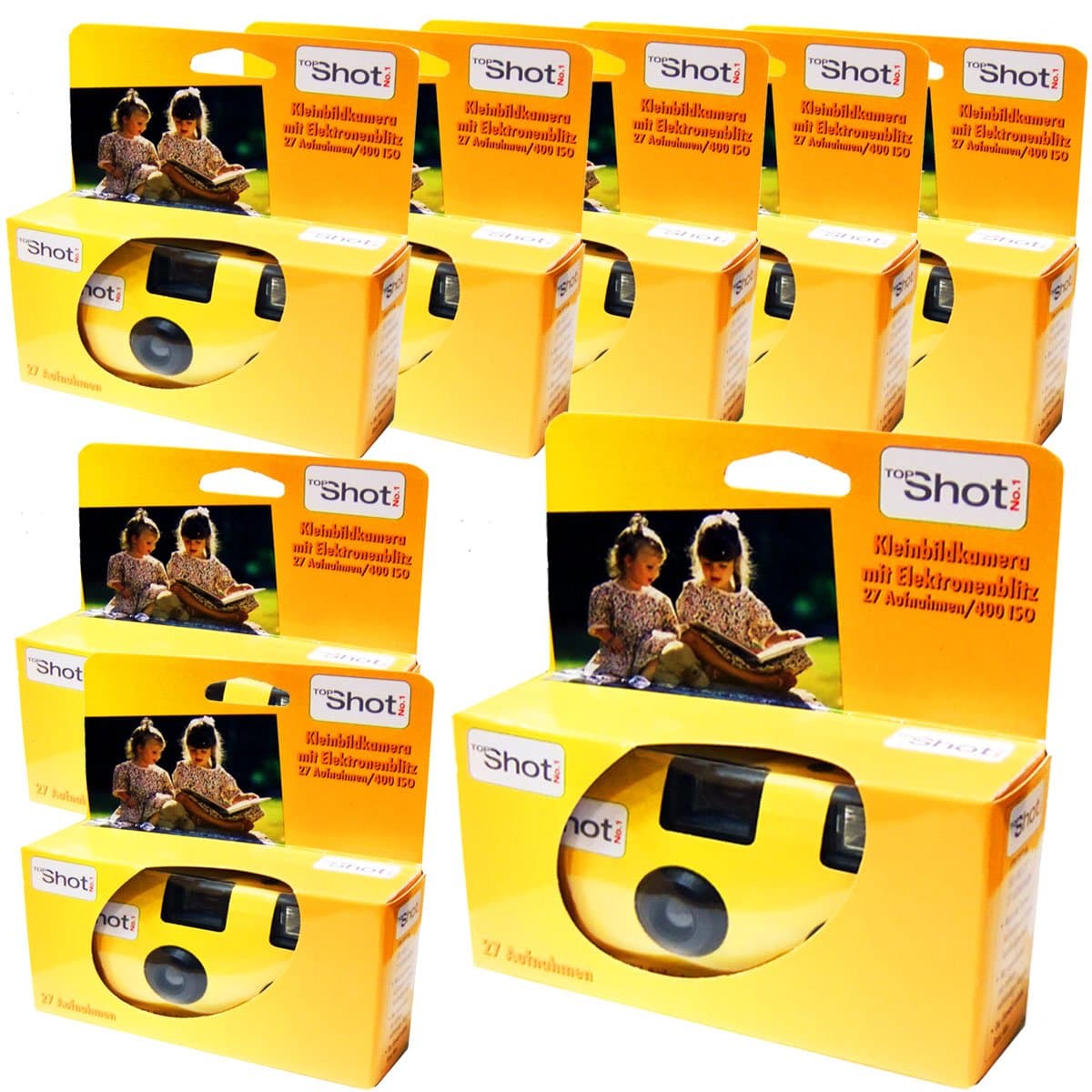TopShot 400 Disposable Cameras with Built-in Flash (Pack of 8 Camera 27 Pictures)