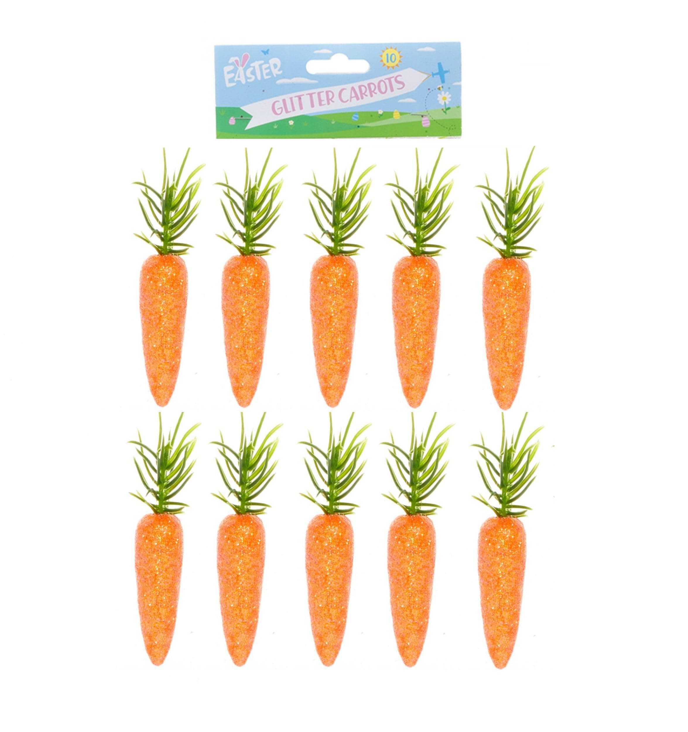 Easter 12 x Mini Glitter Carrots Bunny Egg Hunt Bonnet Craft Decoration Accessories