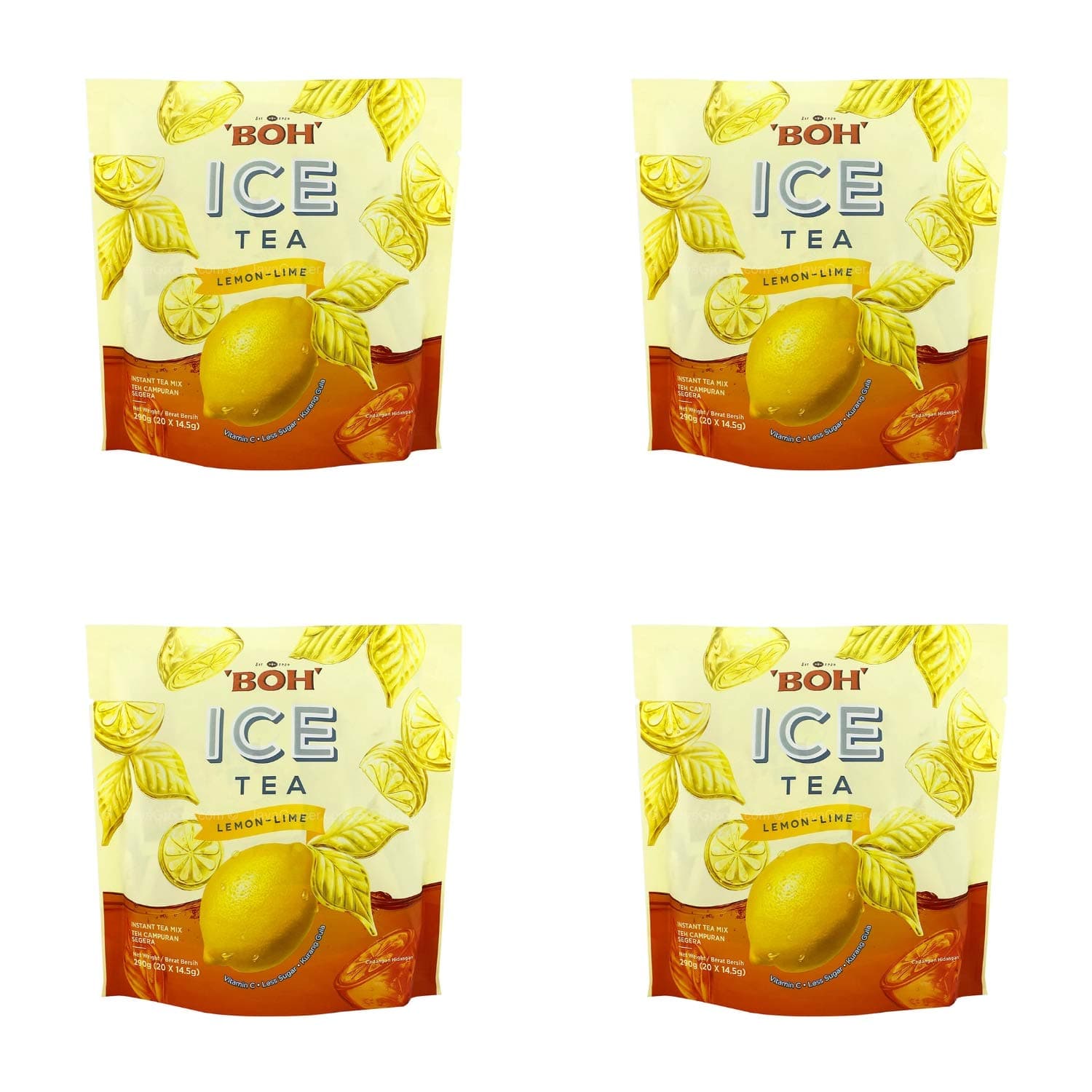 4 Pack BOH Ice Tea Instant Mix Lemon Lime Flavoured Imported from Malaysia (4 x 20 Sachets)