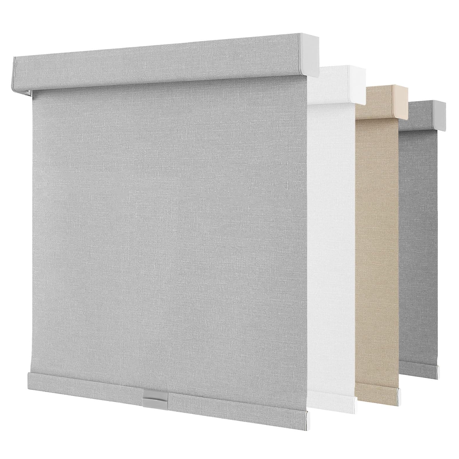 NUTRO CHILL Blackout Window Blinds Cordless, Spring System Window Shades with UV Protection Thermal Insulated Linen Fabric, Roller Blinds for Home Office(25''x72'', Light Grey)