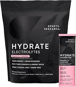 Hydrate Electrolytes Powder Packets - Sugar-Free & Naturally Flavored with Vitamins, Minerals, and Coconut Water - Supports Hydration - 16 Packets - Raspberry Lemonade