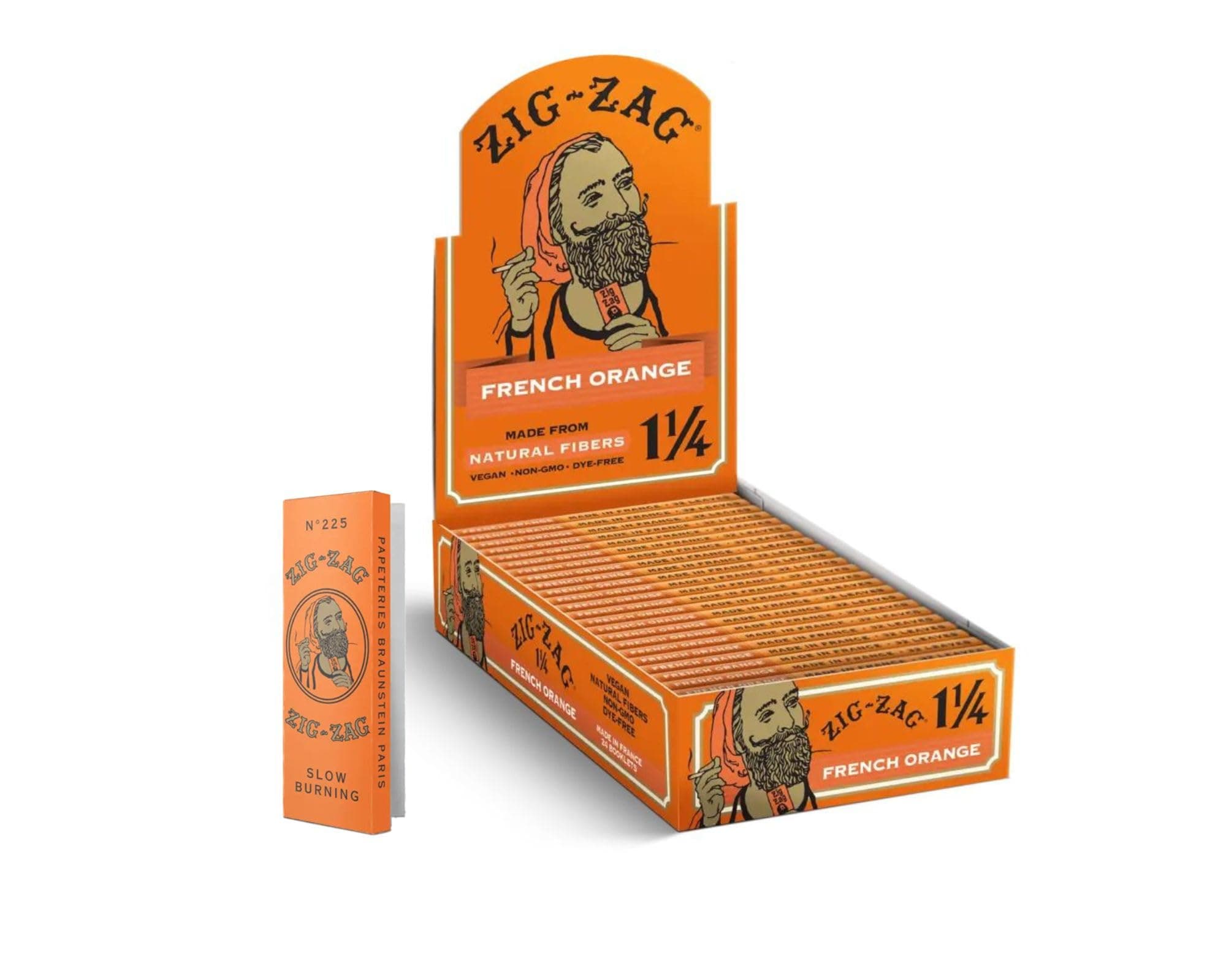 Zig-Zag Rolling Papers - 1 1/4 French Orange Rolling Papers - Natural Gum Arabic - 78 MM - 24 Booklets with 32 Papers per Booklet