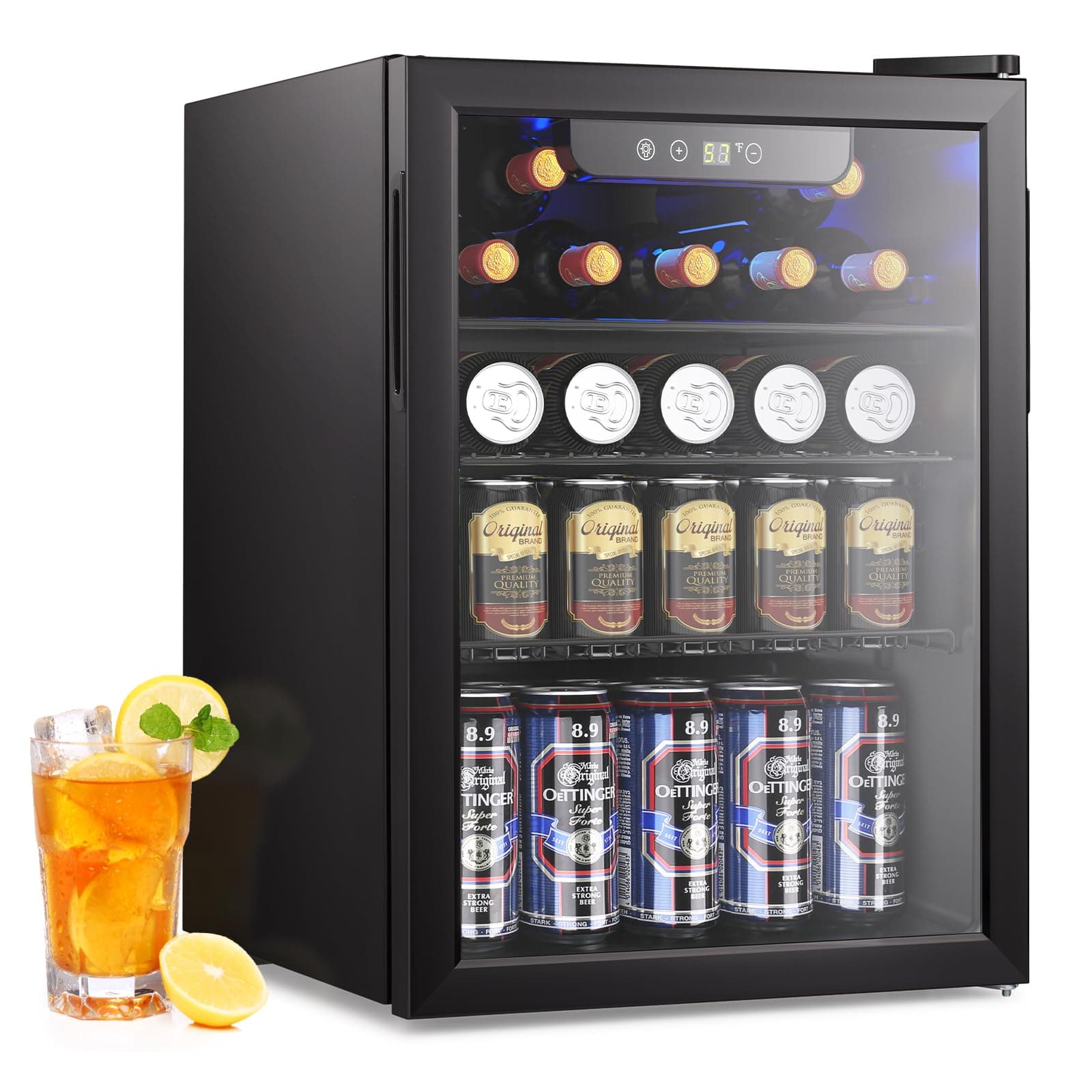 Electactic 26 Bottle Wine Cooler, 95 Cans Beverage Refrigerator, 2.6 cu.ft Drink Fridge Digital Temperature Control for Beer, Soda,Water, Drink Cooler for Home Office Bar