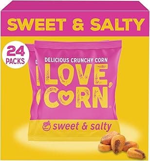 LOVE CORN Sweet & Salty Crunchy Corn Snack | 24 x 20g Bags | Kosher, Vegan, Gluten-Free | Simple Ingredients, Low Calorie, Low Sugar | Great For Lunchbox & On The Go | Perfect Healthy Graze | UK Made