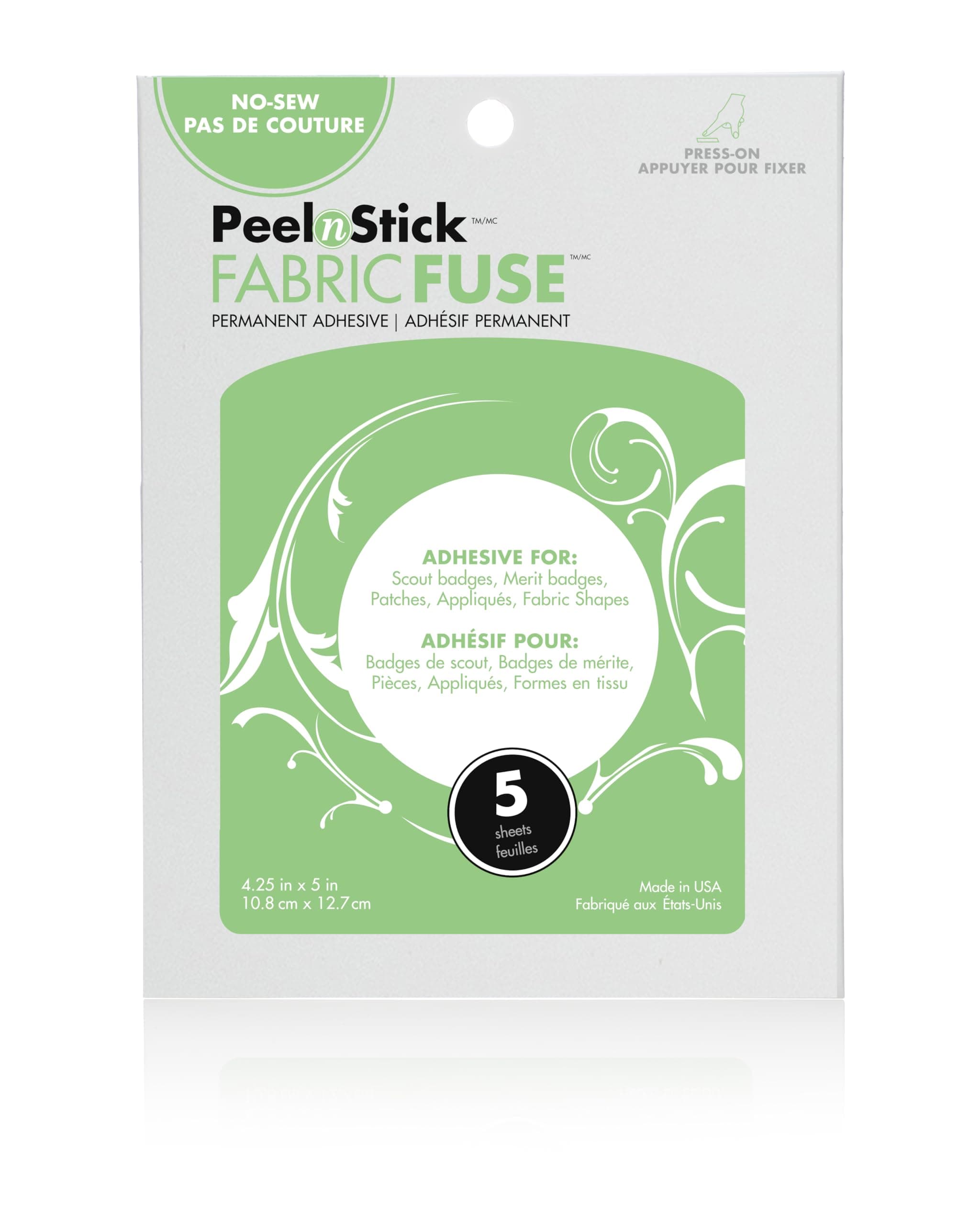iCraft PeelnStick Badge, Patch and Applique Fabric Fuse Sheets, 5 Sheets, 4.25 Inches x 5 Inches