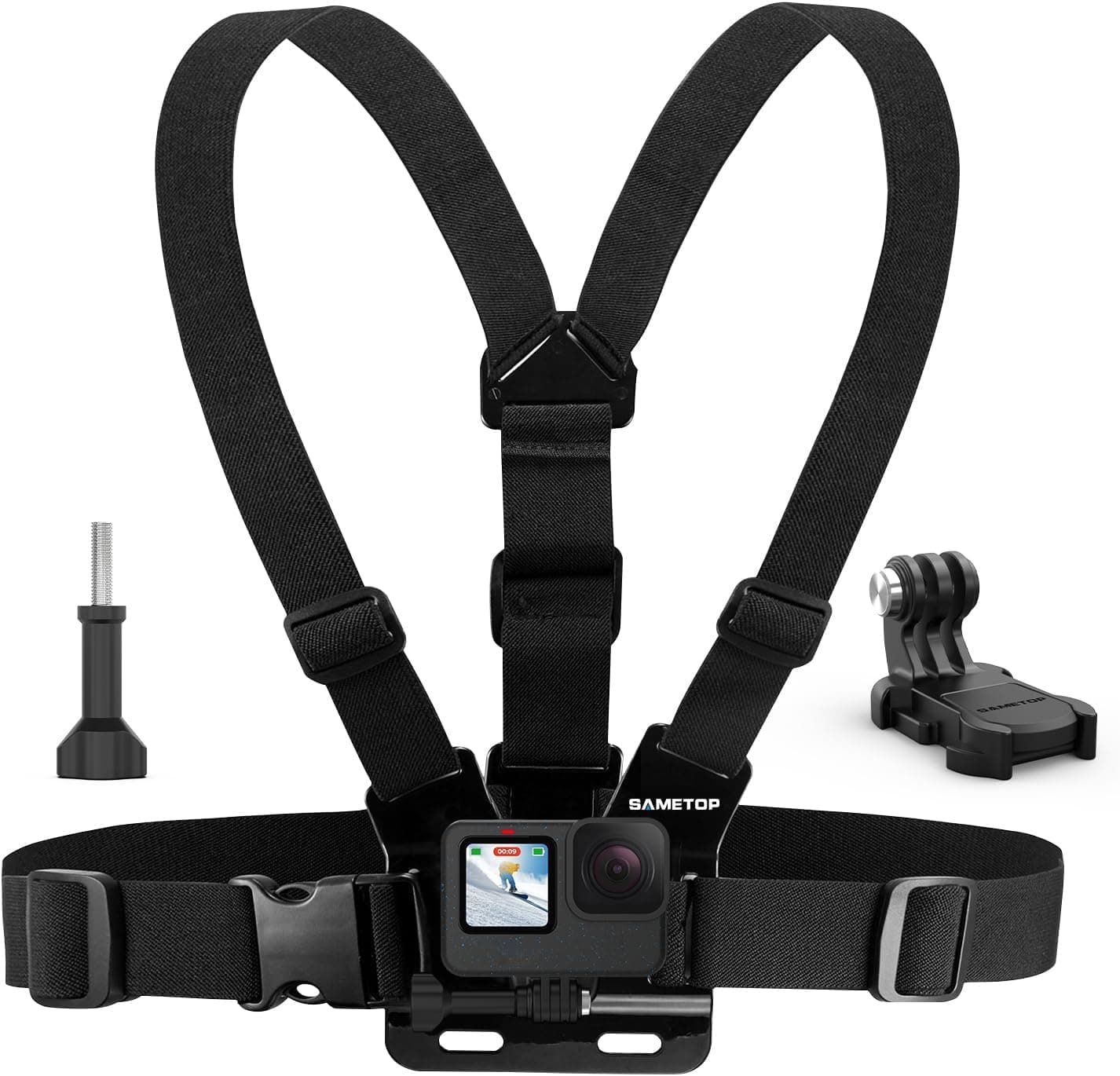 Chest Mount Strap Harness Chesty Body Mount Compatible with GoPro Hero 13, 12, 11, 10, 9, 8, 7, 6, 5, 4, Session, 3+, 3, 2, 1, Max, Hero (2018), AKASO, DJI Osmo Action Cameras