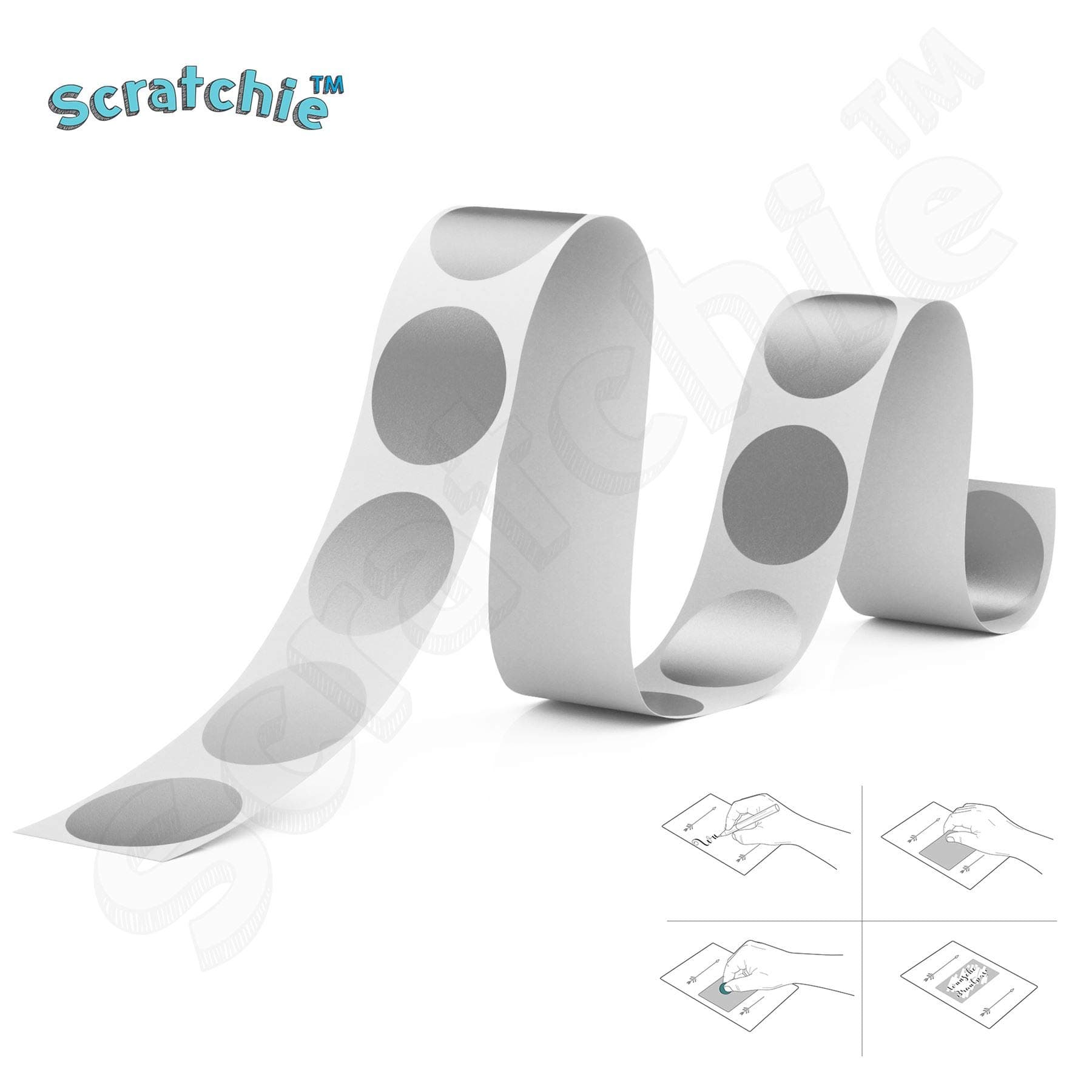 SCRATCHIE™ - Scratch Off Stickers - Silver Circle - 12mm - 50 Pack
