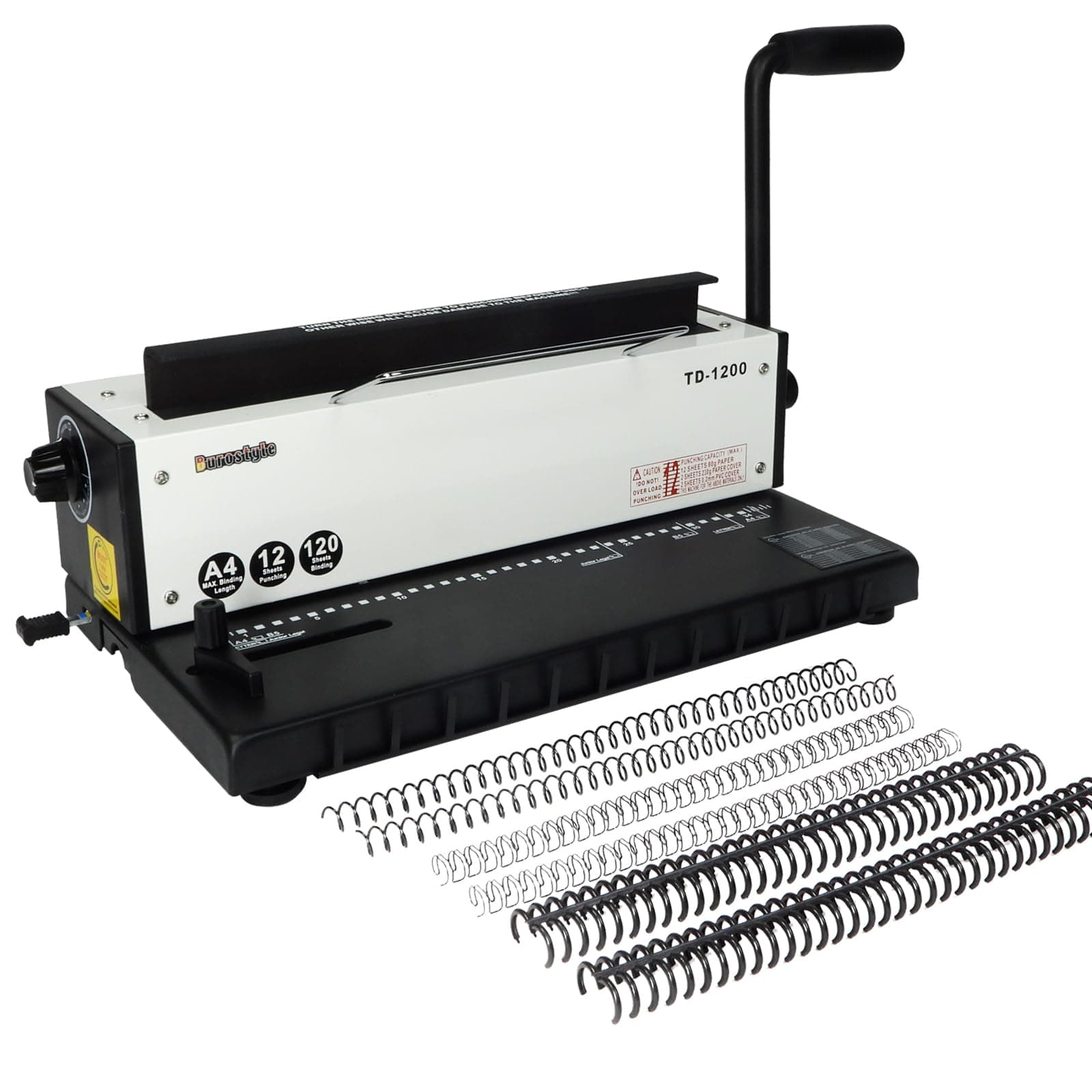 TD-1200 Binding Machine, 3:1 Pitch Wire Binder, Punching 12 Sheets/Binding 120 Sheets with Sturdy Metal Construction