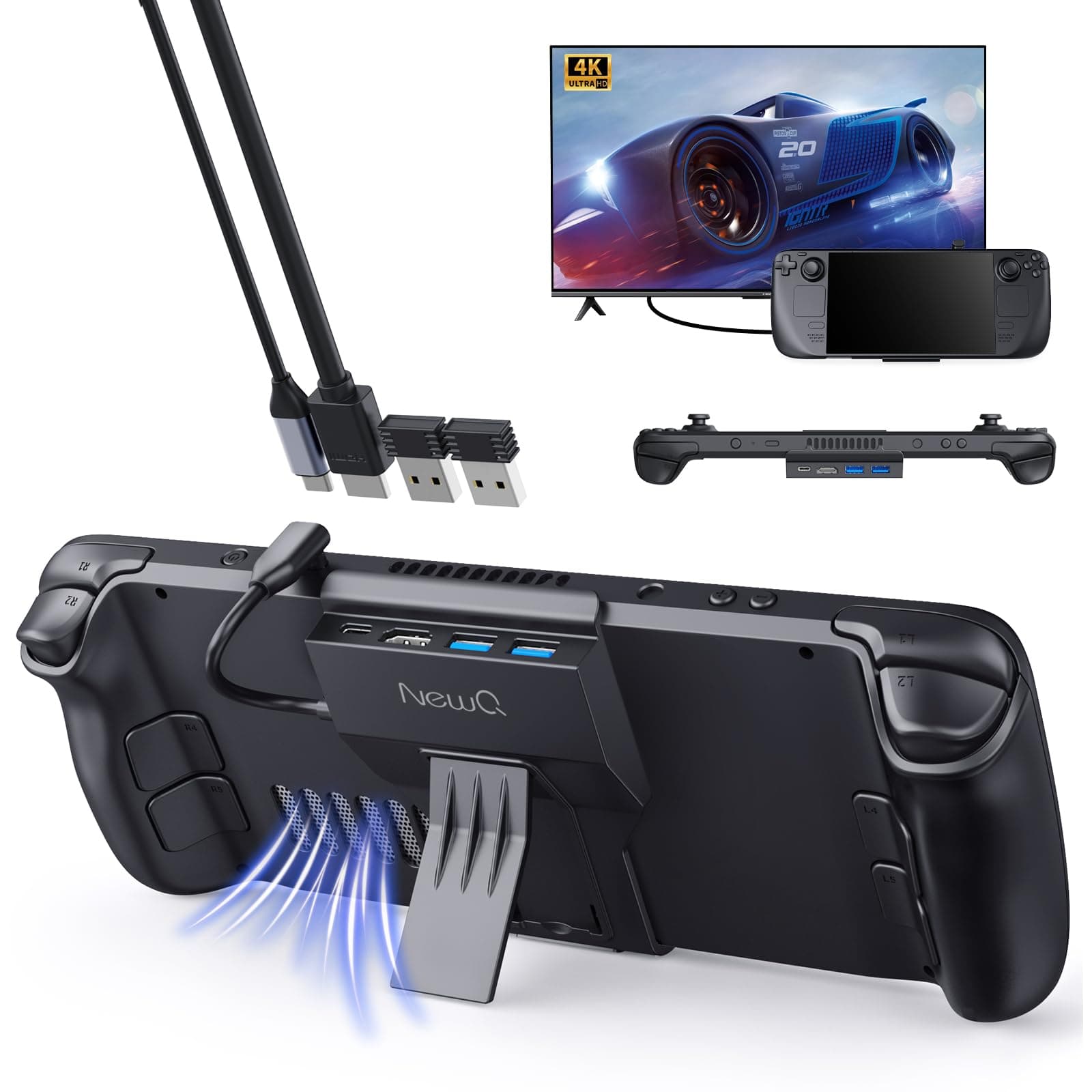 NEWQ Steam Deck Dock, Portable Stand Design Docking Station With HDMI 4K@60Hz, 2 USB-A3.0, PD-in 100W Max, OLED Accessories
