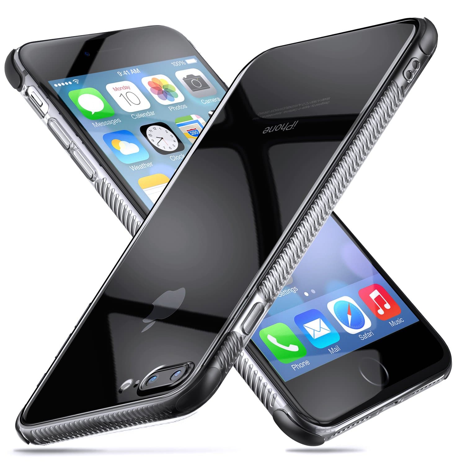 Guchoi Compatible iPhone 7 Plus Case & iPhone 8 Plus Case, Full Corners Protection Flexible TPU Anti-Slip Shockproof Protective Case Support Wireless Charging - Clear/Black