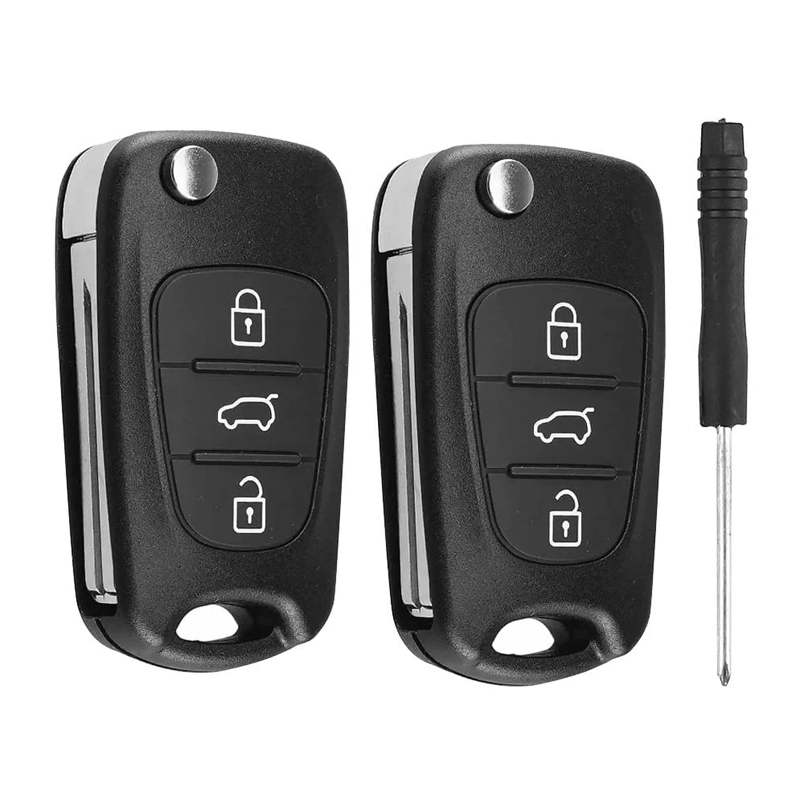 2 Pack 3 Buttons Car Key Fob Case Replacement Compatible with Hyundai i20 i30 i35 iX20 iX35 and Kia Ceed Soul Sportage Venga Remote Control Folding Car Key Shell Case Accessories