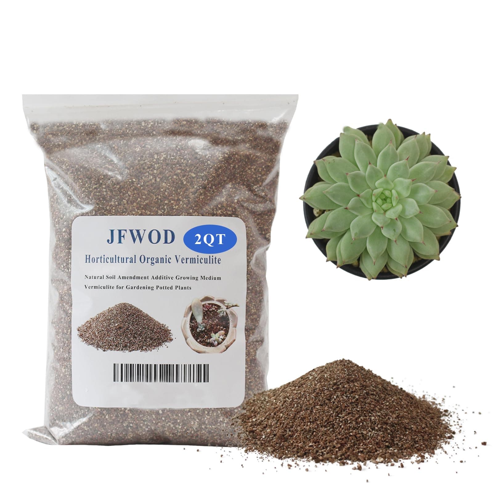 2QT Organic Vermiculite for Plants, Horticultural Soil for Potted Plants, Coarse Hydroponic for Succulent Orchid Gardening Reptiles