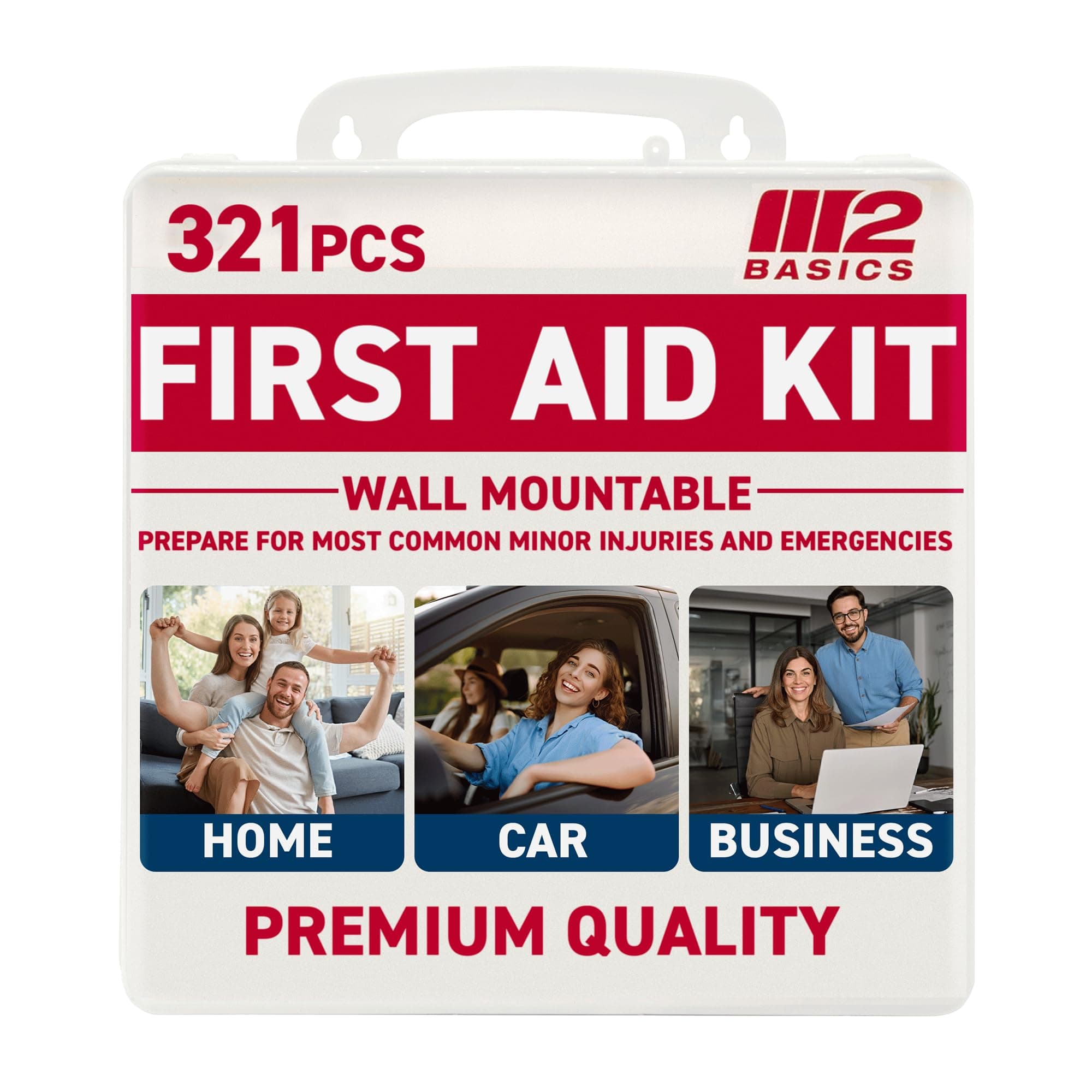Premium 321 Piece First Aid Kit, All Purpose Kit with Hard Case for Home, Car, Business, School, Office & Vehicle