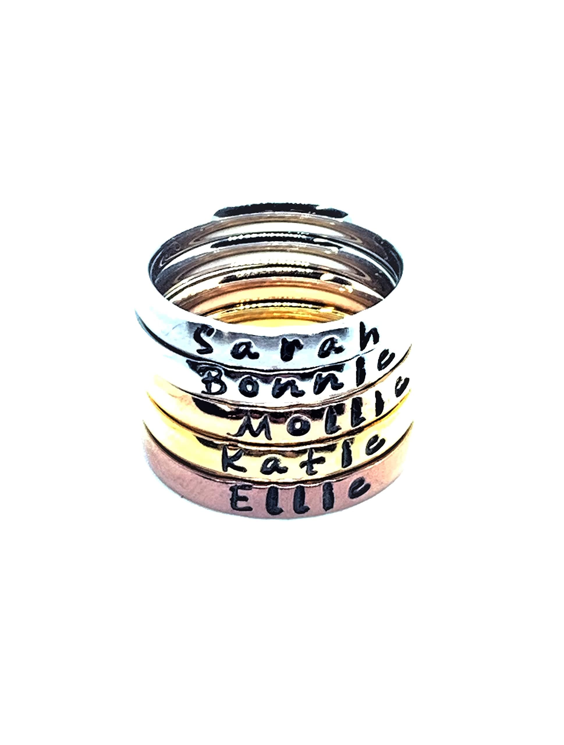 Personalized Stackable Name Ring - Stacking Rings - Matte, Shiny, Rose Gold, Gold and Coffee Colors - 3mm Width