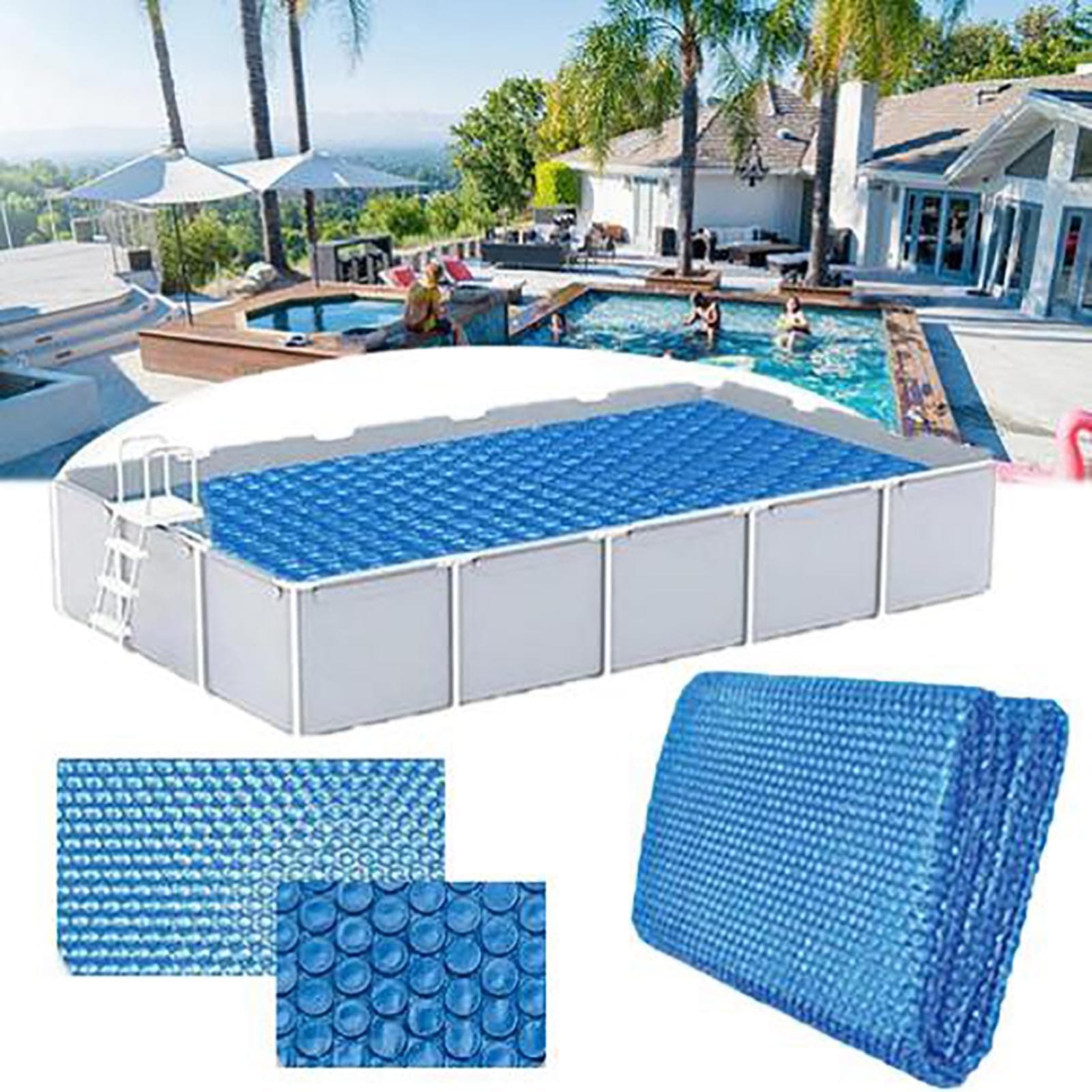 4-12ft Solar Swimming For Pool Cover - Rectangle Round Solar Pool | A-bove Ground Pools Blanket Covers | Spa Thermal Blanket With Heart/Round Air Bubbles | Keep Water Warm Dustproof Mat For Pools