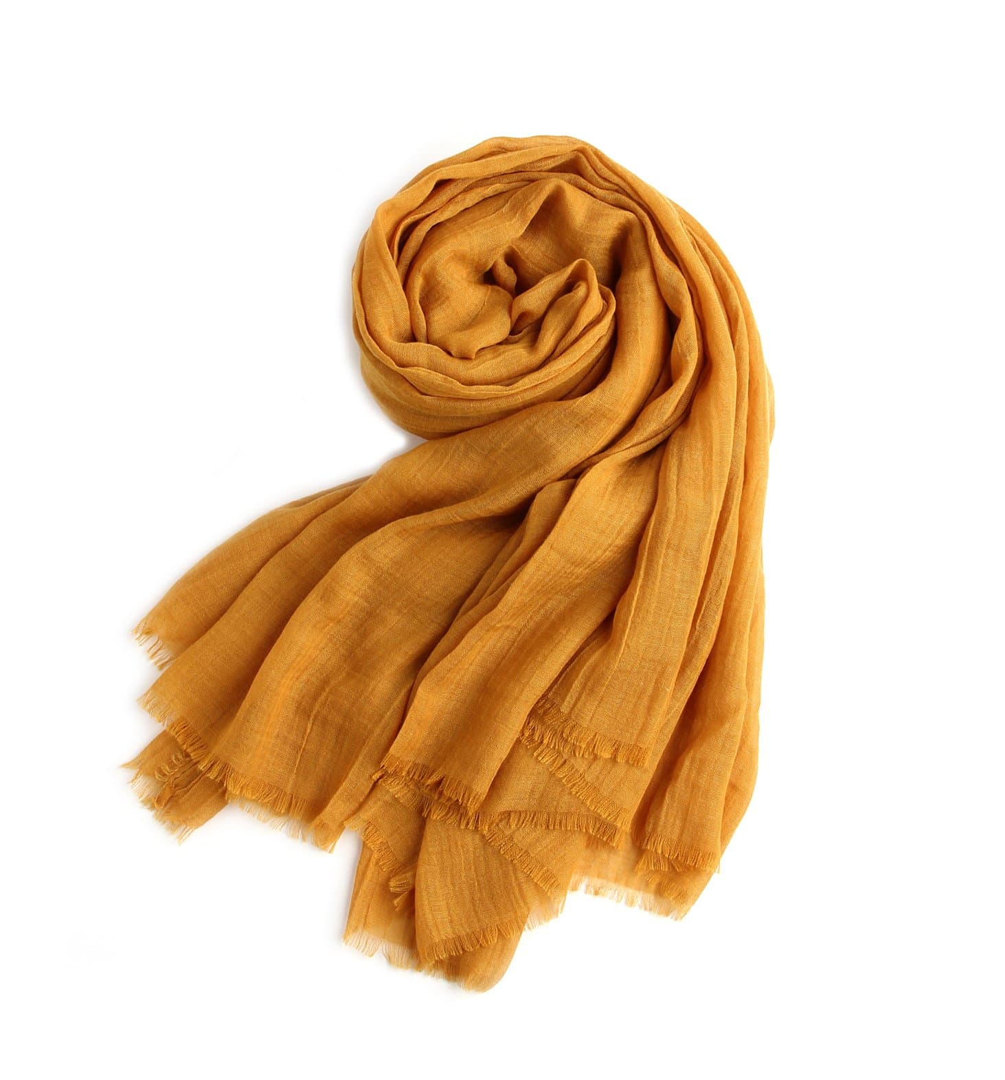 MolVee Unisex Linen Scarf Solid Color Sunscreen Shawl Large Beach Towel (Ginger)