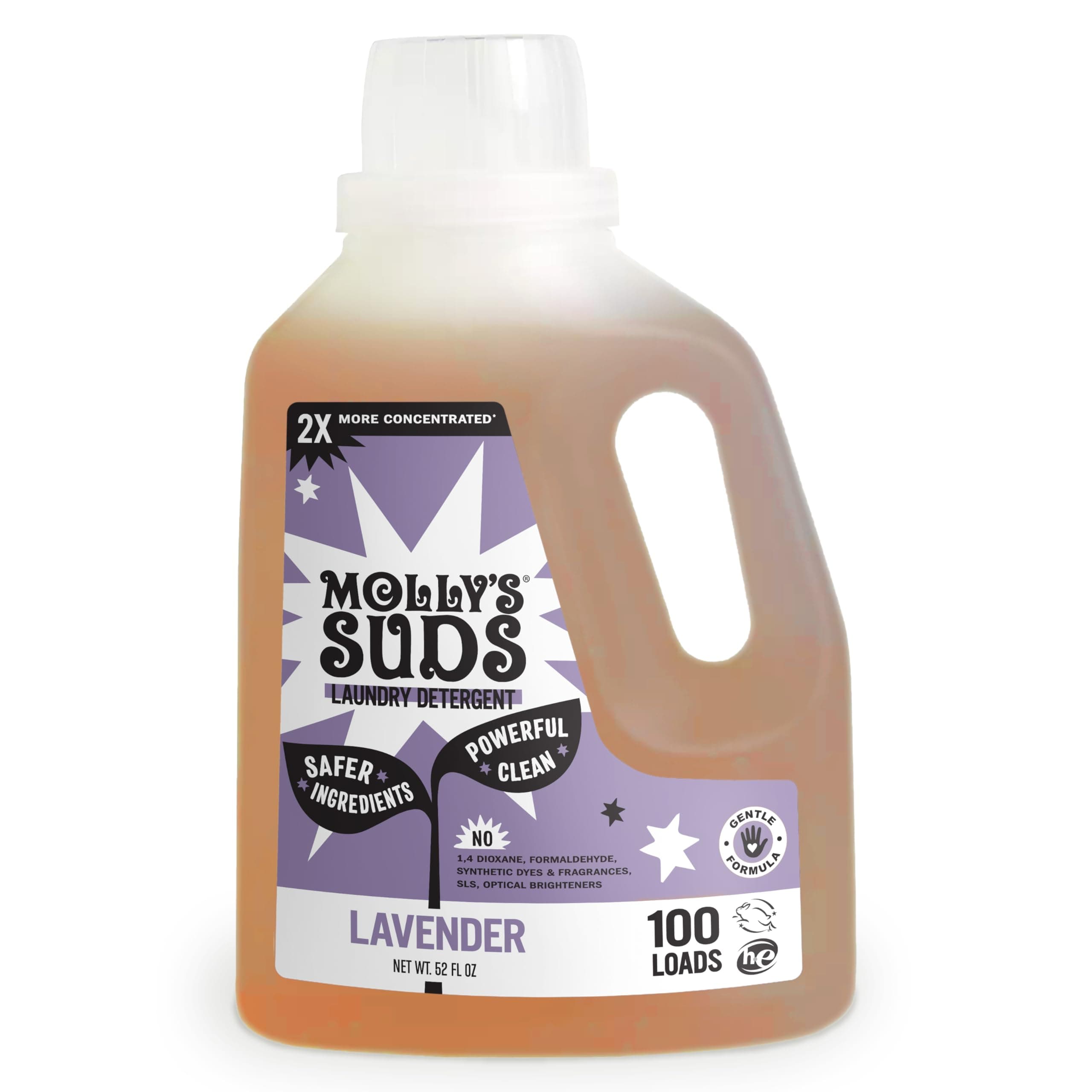 - Molly's Suds Liquid Laundry Detergent | Clean Laundry Detergent Soap for Sensitive Skin | 2x Concentrated, High Efficiency (HE) | Lavender - 100 Loads