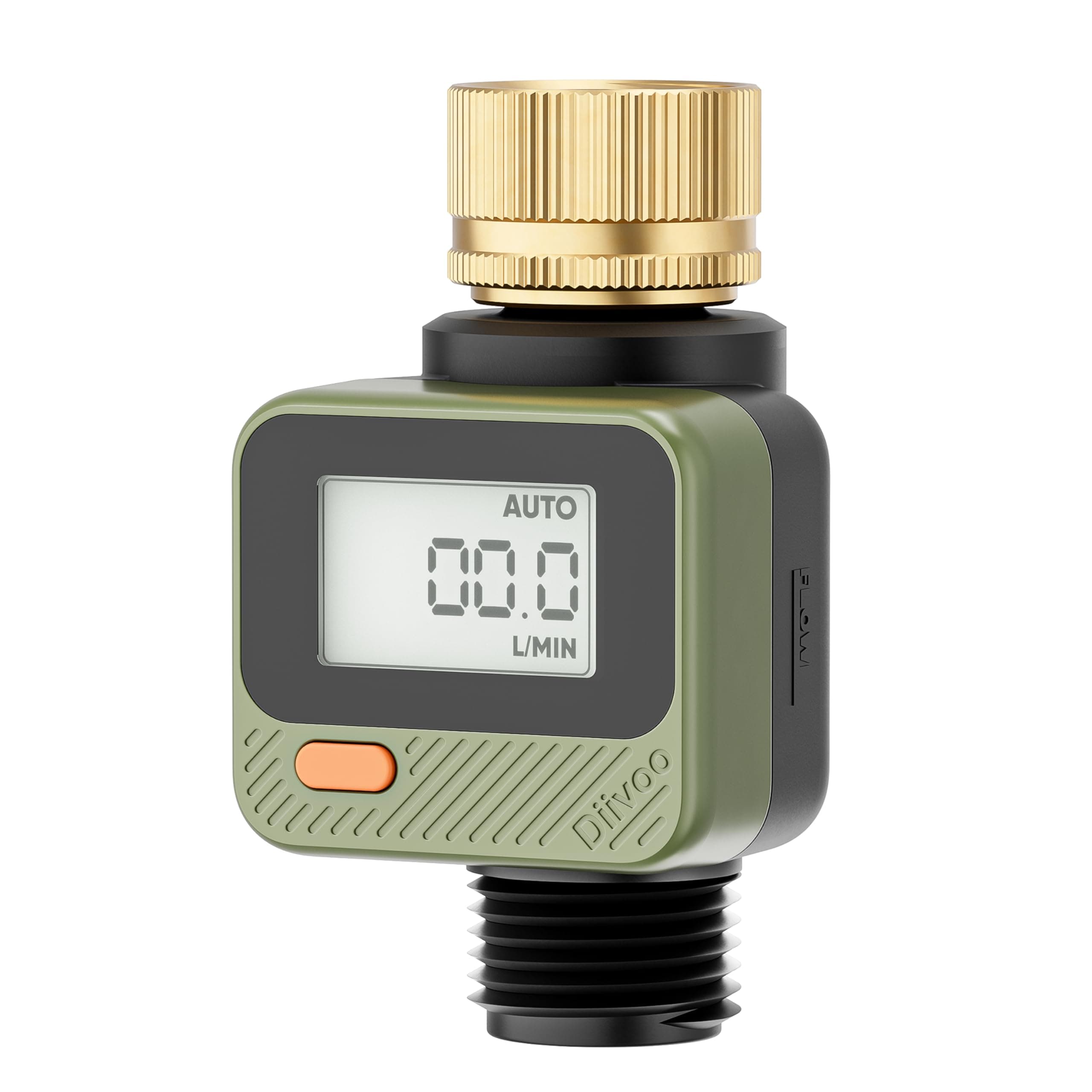 Diivoo Water Flow Meter with 180° Removable Panel, 4 Measure Modes, ±5% High Accuracy and IP54, Measure Gallon/Liter Consumption and Flow Rate for Outdoor Garden Hose Watering, RV Water Tank Filling