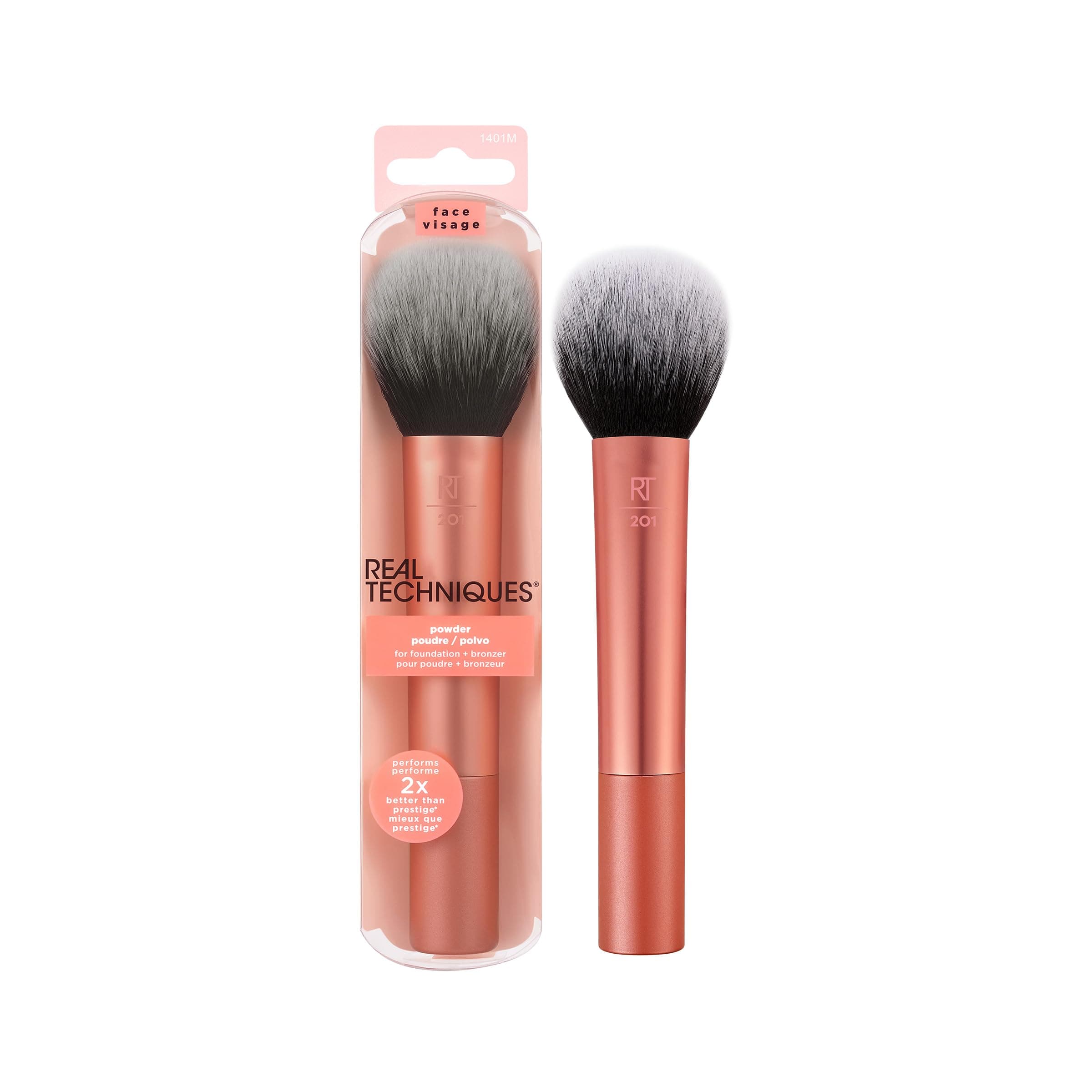 – Real Techniques Ultra Plush Face Brush, large, soft, fluffy makeup tool for powder, bronzer, or blush, vegan, cruelty-free, synthetic bristles, professional quality, 1 count