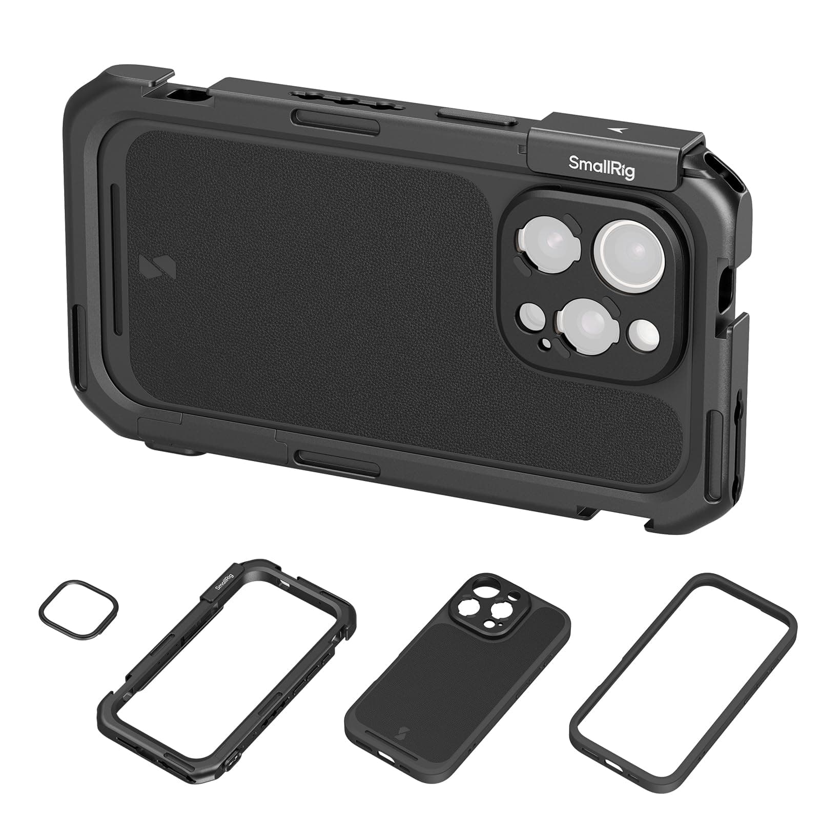 SMALLRIG Mobile Video Cage for iPhone 16 Pro, Case With T-mount Lens Backplate, Support for MagSafe, Quick Release Rig for Videography Recording Vlog - 4828