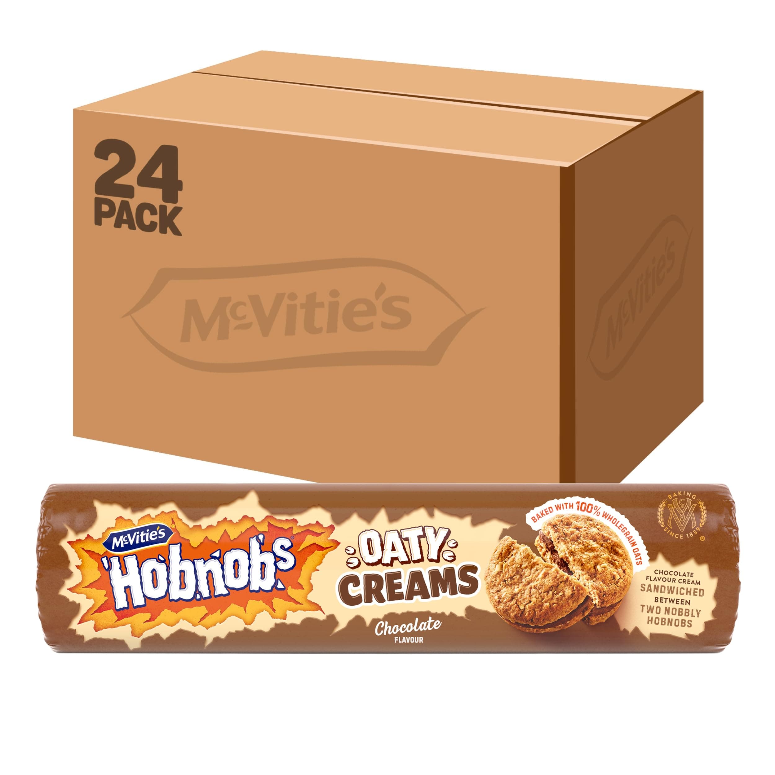 McVitie's Hobnobs Chocolate Cream Biscuits, 160 g (24 Pack)