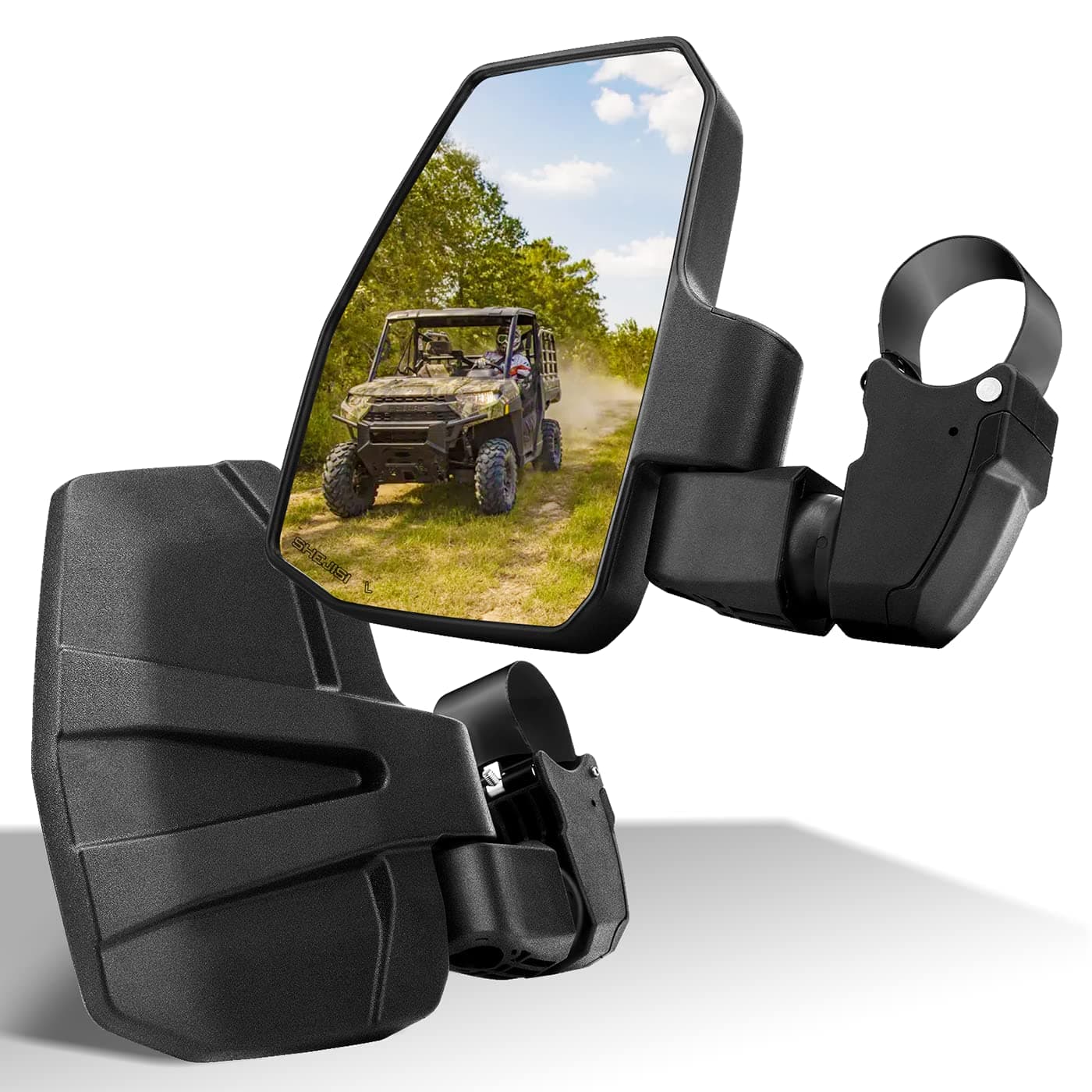 SHEJISI UTV Side Mirrors, Innovative Automatic Reset Function, You No Longer Need to Adjust by Hand, for 1.5"-2.0" Roll Cage, Compatible with Polaris RZR, Can Am Maverick, Honda Pioneer, Kawasaki Mule