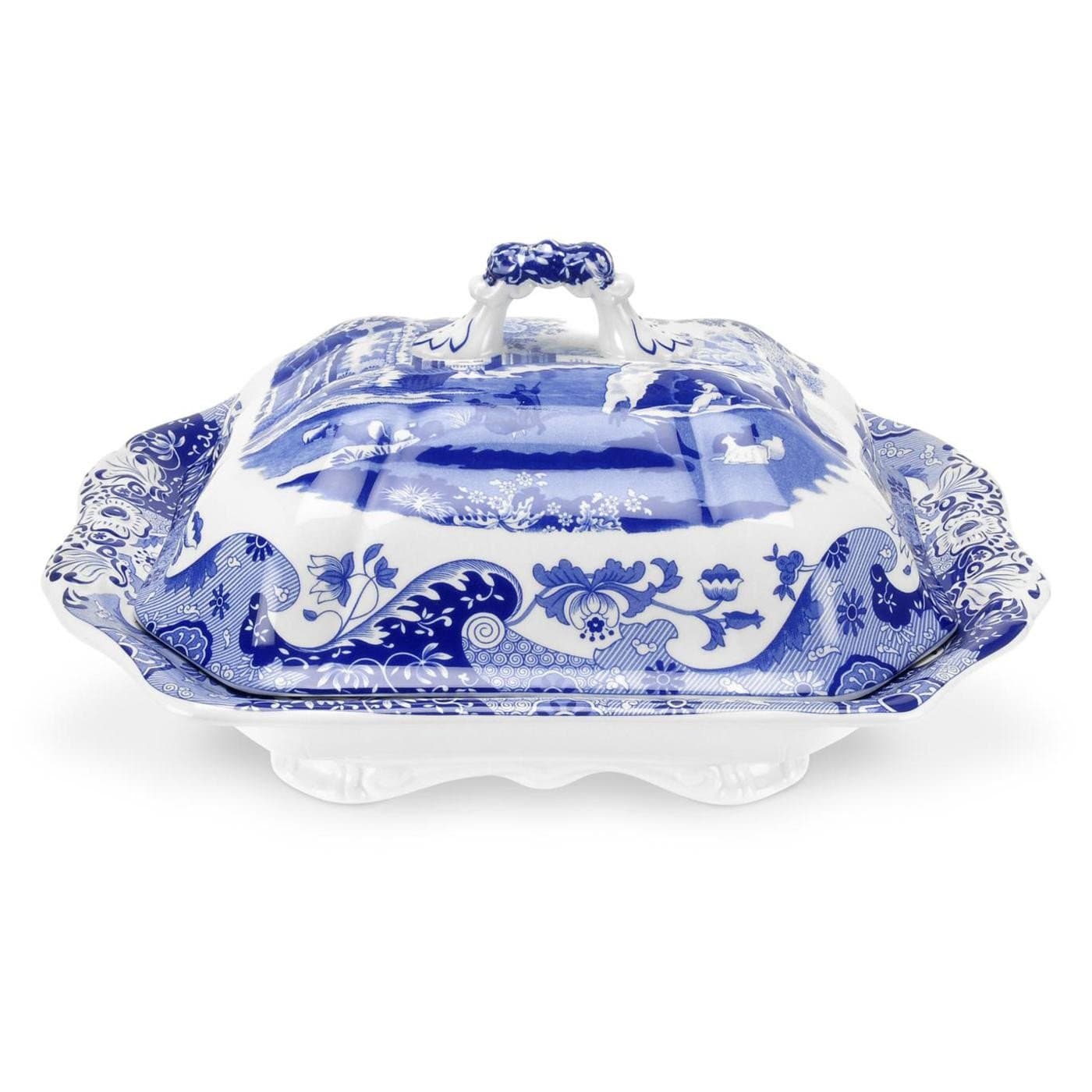 Spode Blue Italian Vegetable Dish and Cover, 12"