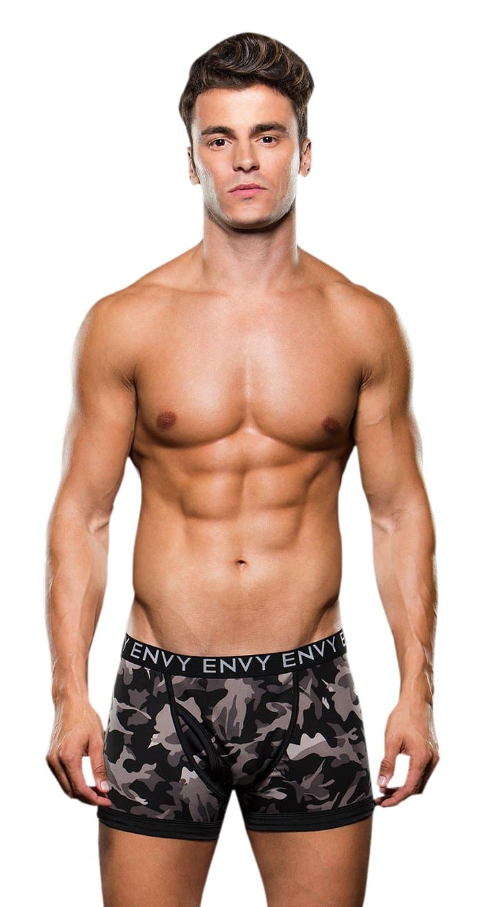 Baci Envy Medium/Large Grey Logo Elastic Camo Low-Rise Boxer