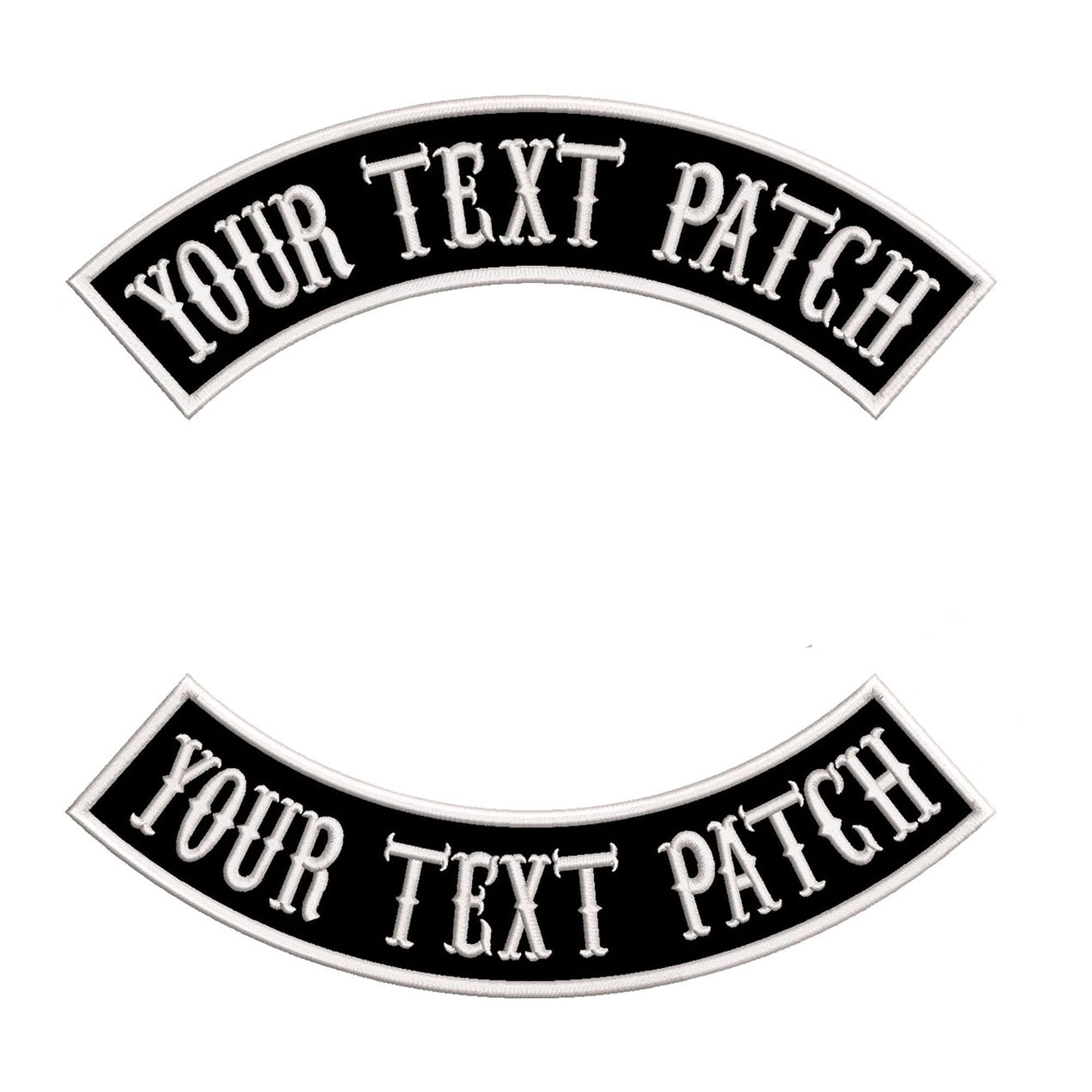 2 PCS Custom Patch Embroidered Rocker Patches Personalized Motorcycle Biker Large Badge Back Patch for Vest Jacket Jeans, Black Name Patch Iron on Sew on TOP & Bottom Size XL