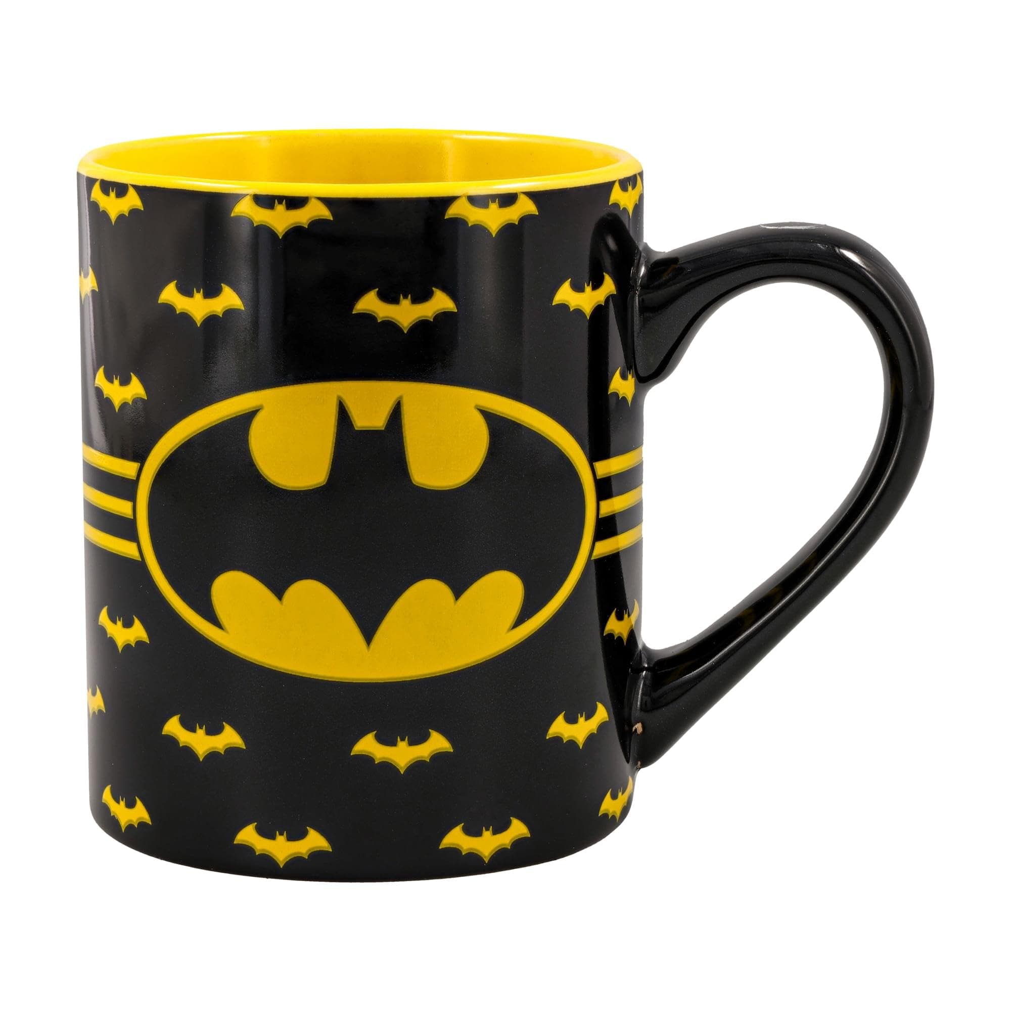 DC Comics Batman Logo with Bat Pattern Ceramic Coffee Mug, 14 Ounces