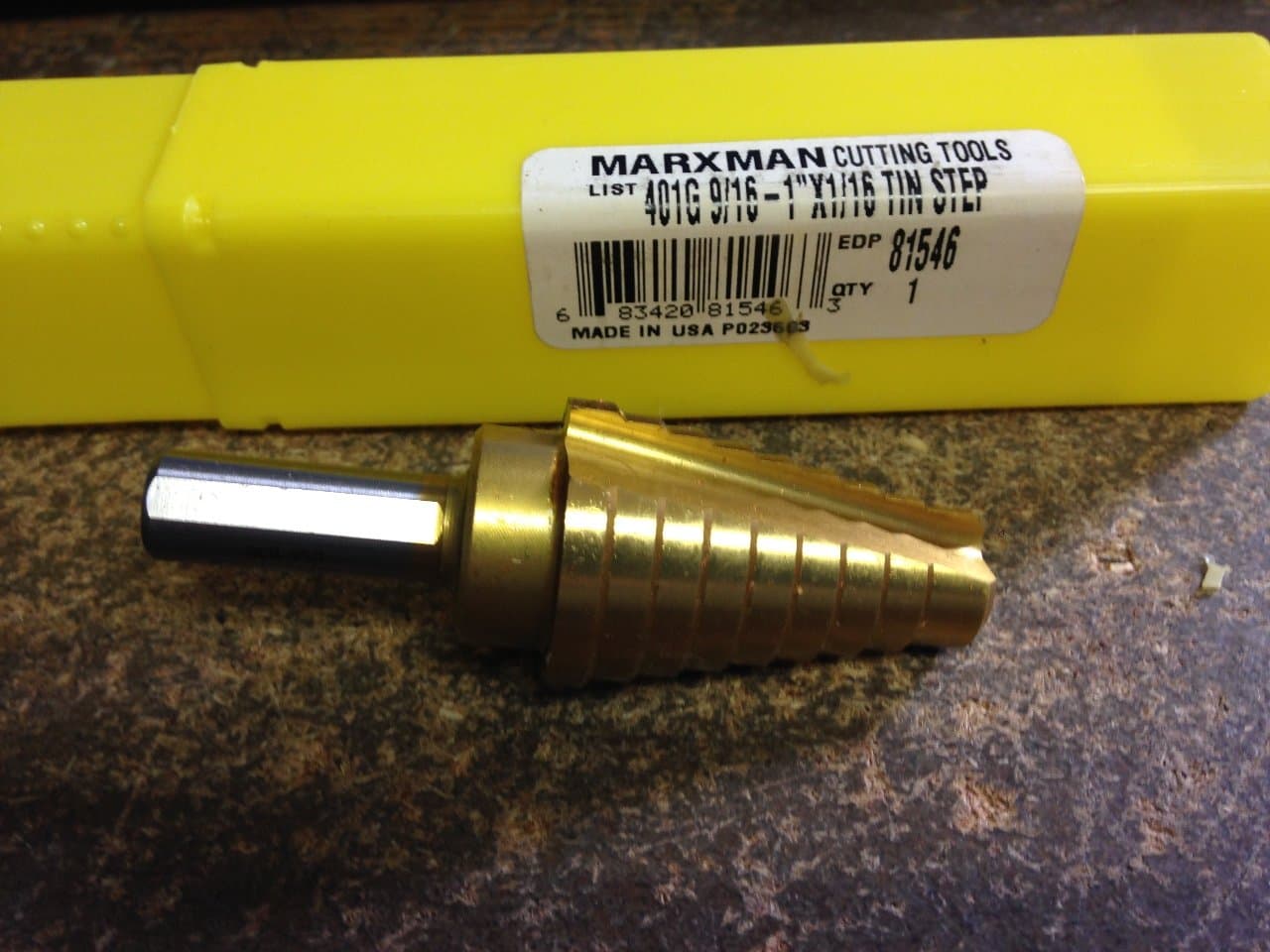 #2 HIGH SPEED STEEL TiN COATED STEP DRILL 9/16"-1"