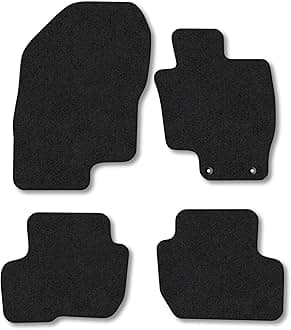 Mitsubishi Outlander (2014-2021) PHEV Premium Car Mats Accessories Tailored Fit Tufted-Pile Carpet Black Trim Non-Slip Floor Mats Full Coverage Compatible Accessory Full Front & Rear Set with Clips