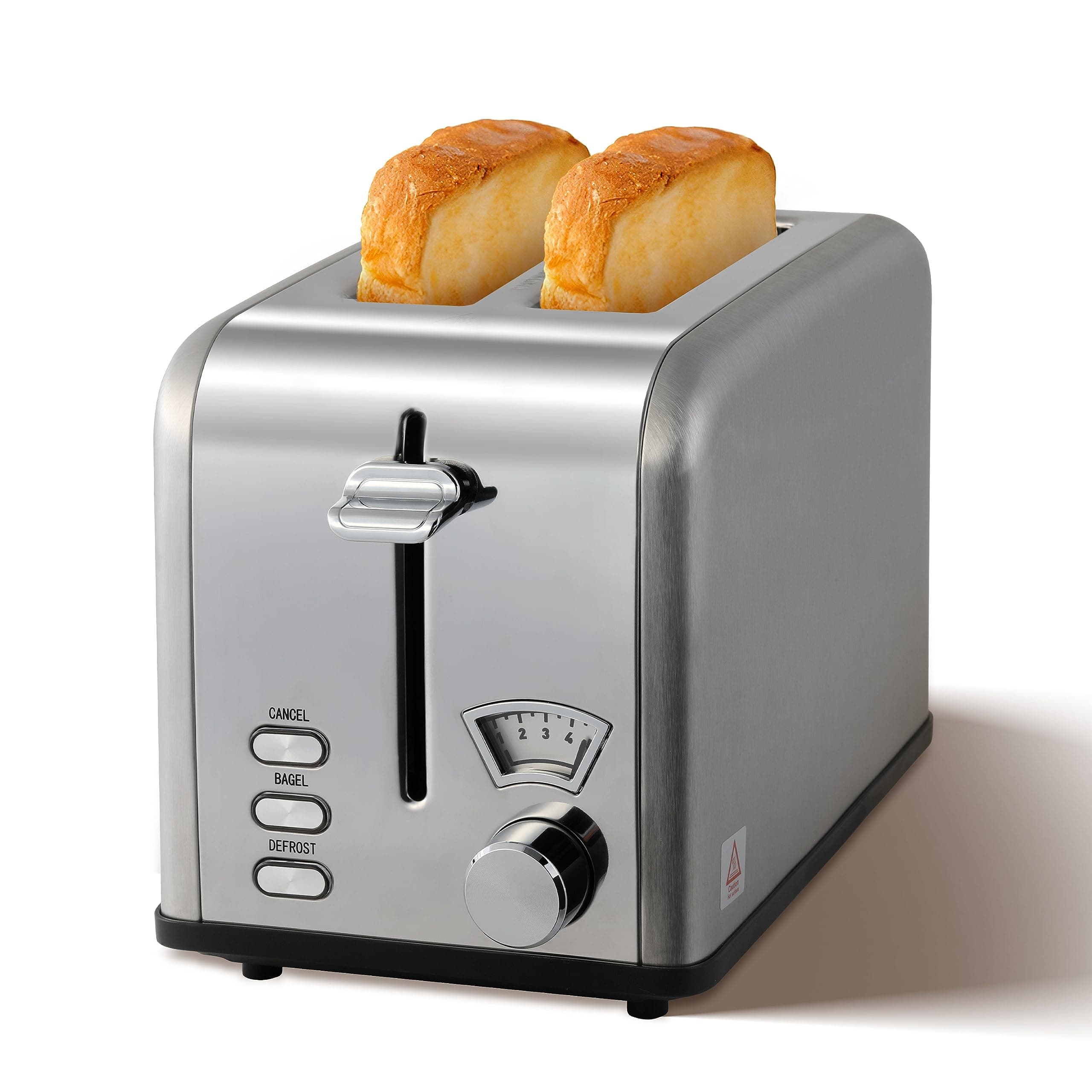 Simple Deluxe 2-Slice Toaster for Bagel, 5 Browning Setting and 3 Function: Bagel, Defrost & Cancel, Retro Stainless-Steel Style, 1.5" Wide Slot, Toast Bread Machine with Removable Crumb Tray, Silver