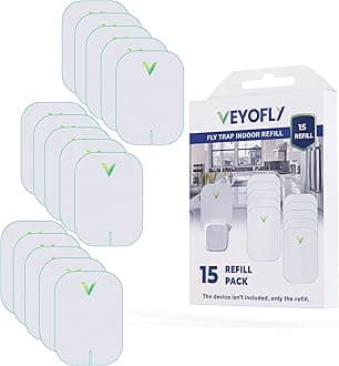 VEYOFLY Fly Trap Indoor Refill, Fruit Fly Traps for Indoors, Gnat Traps For House Indoor, Flys Catcher Indoors, Flys Traps, Plug in Catch for Fruit Flies, Moths, Gnats Traps (Pack of 15 Refills)