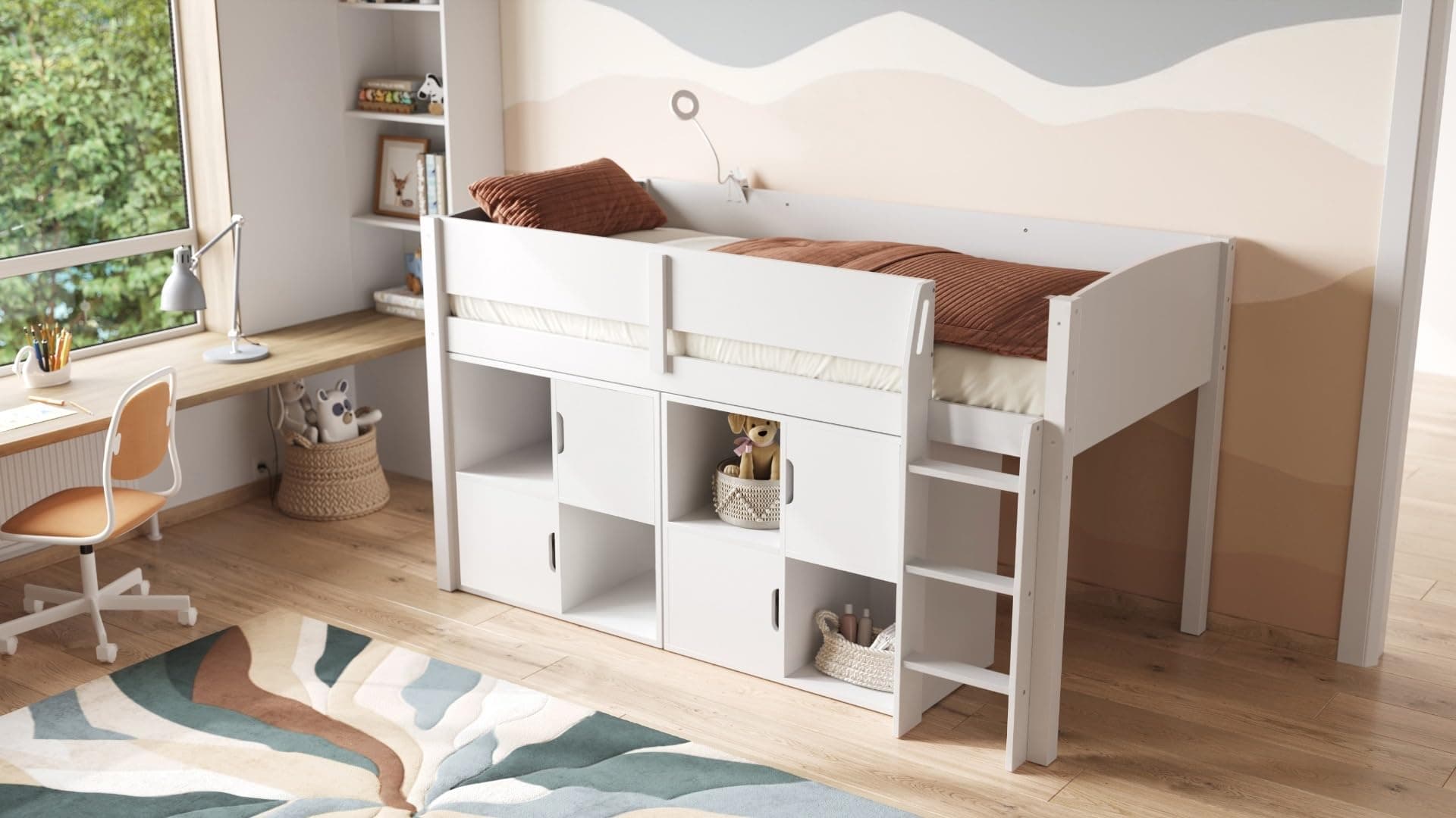 Flair Loop Midsleeper Bed Cube Unit Set - White