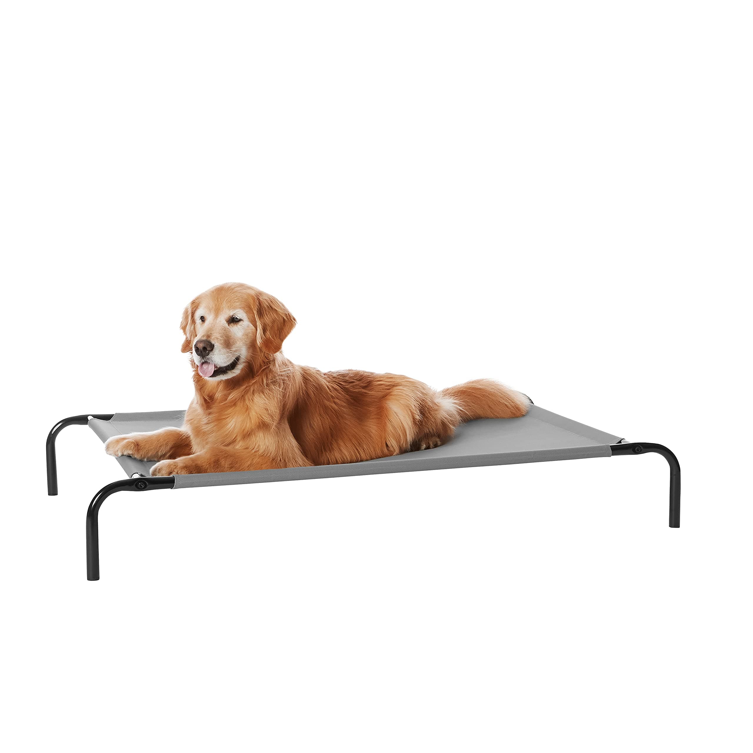 amazon basics Large Elevated Cooling Pet Dog Cot Fabric Bed - 51 x 31 x 8 Inches, Grey