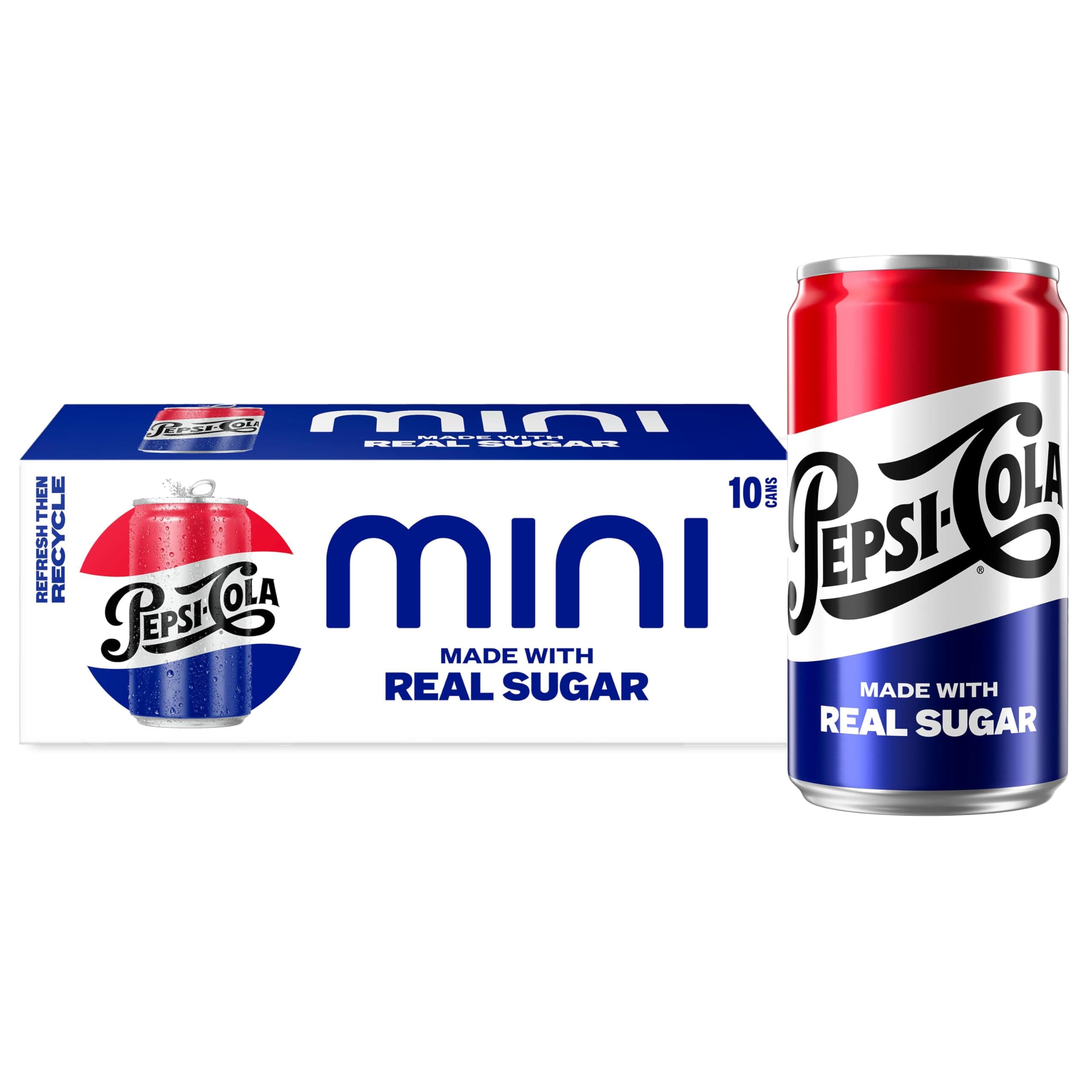 Real Sugar Soda Mini Cans, 7.5oz Mini Cans, (10 Pack) (Packaging May Vary) 