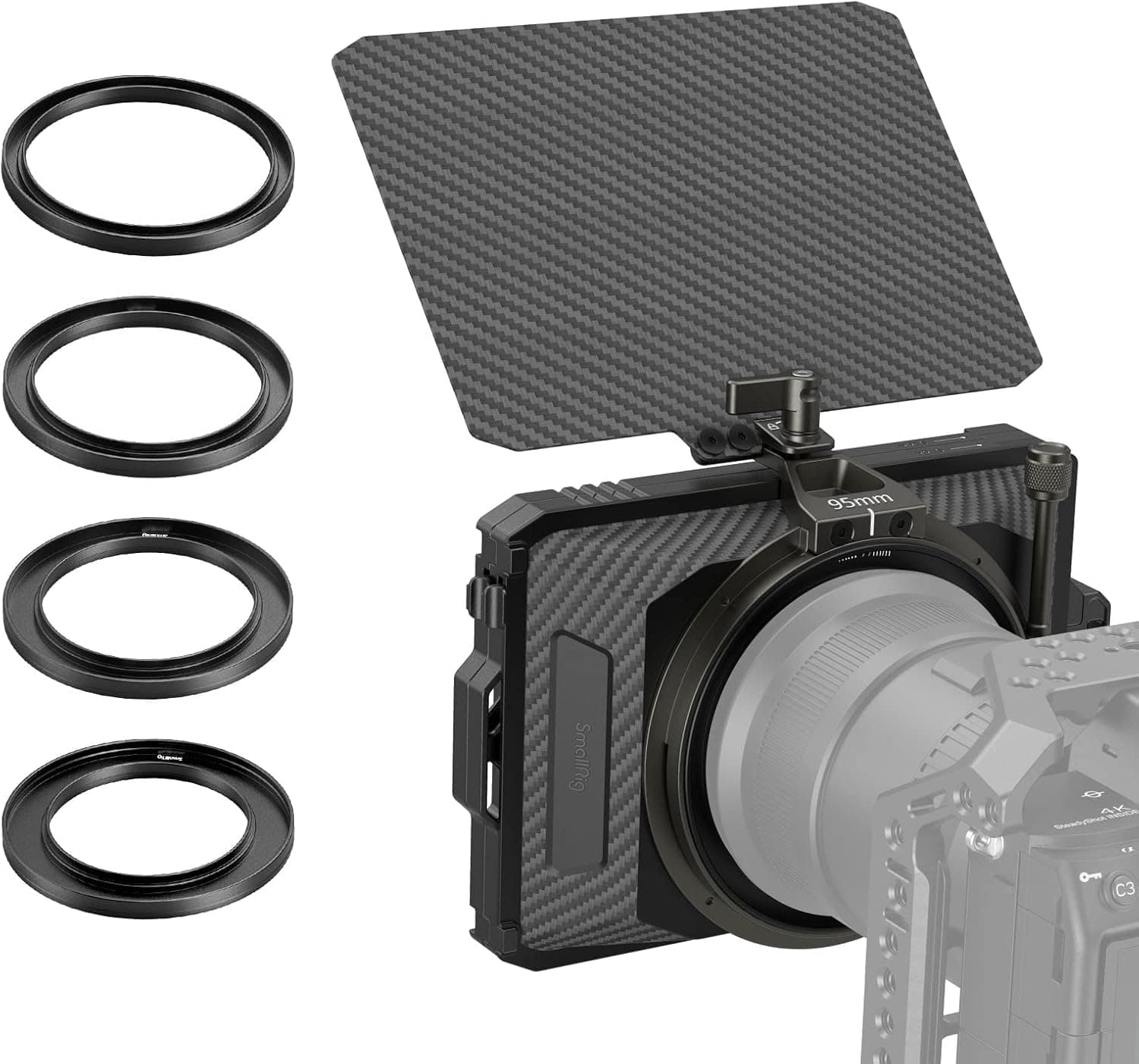 SMALLRIG Mini Matte Box Lite, Camera Matte Box with Top Flag, Compatible with 67mm/72mm/77mm/82mm-95mm Lenses, for 4 x 5.65 Filter/Circular Filter - 3575