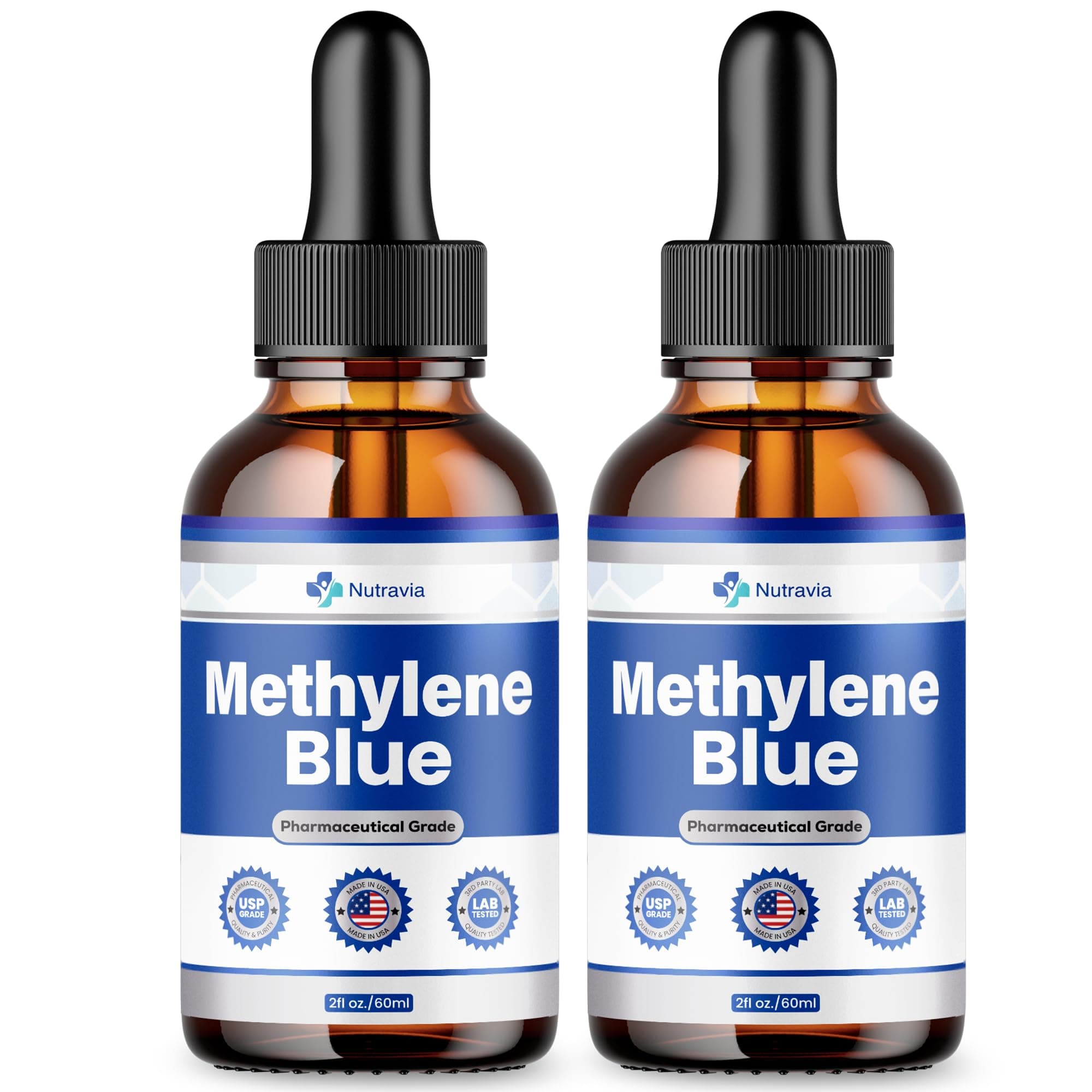 (2 Pack) Methylene Blue 99.99% - Official Formula - Methylene Blue Liquid Drops Advanced Strength, Increased Absorption, Methylene Blue Supplement Liquid Powder Compare to Pharmaceutical Grade (4oz)