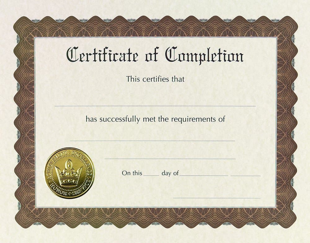 Great Papers! Ready-to-Use Certificates, Completion, 11 X 8.5, Ivory/Brown/Gold Colors with Brown Border, 6/Pack