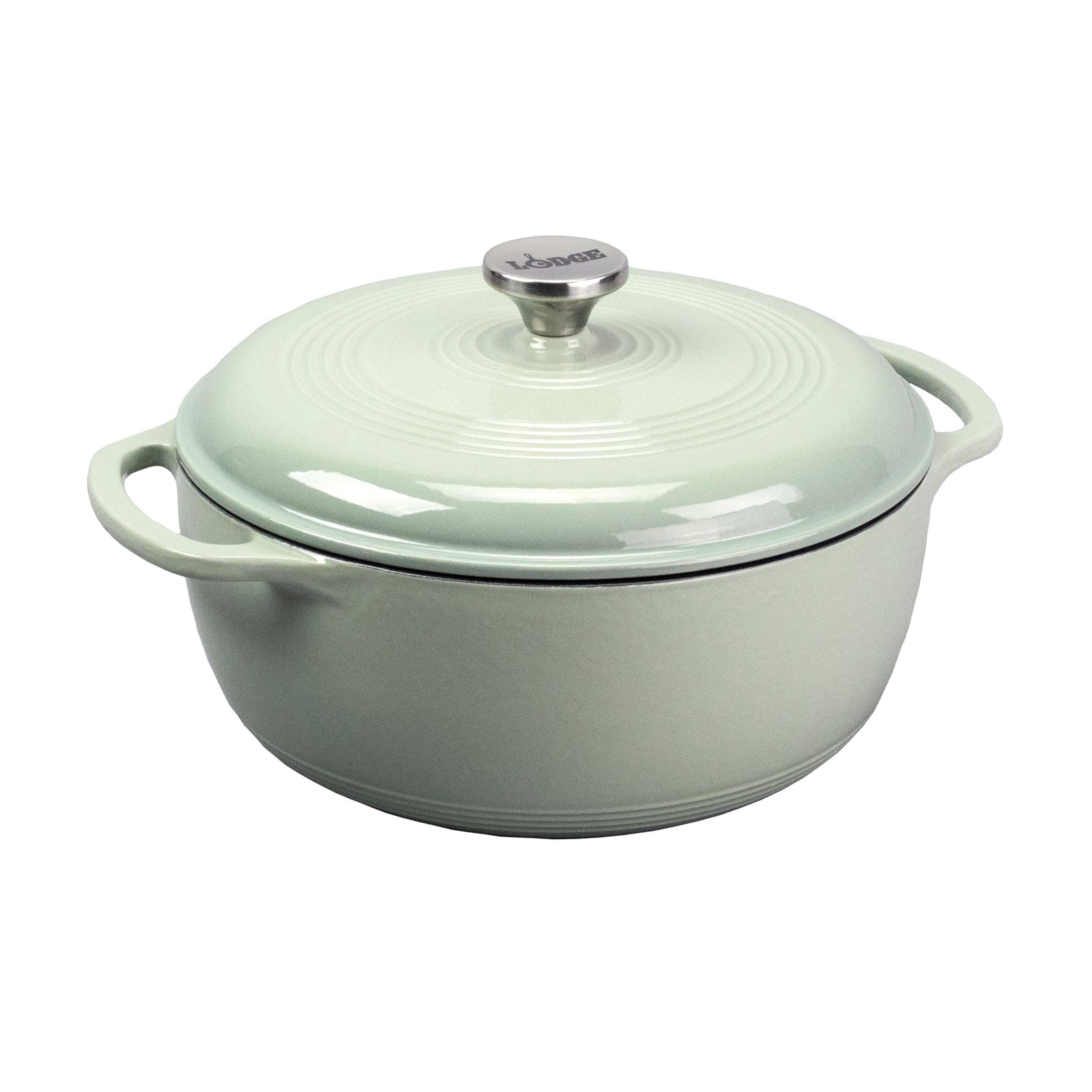 Lodge Essential Enamel Cast Iron Dutch Oven - Perfect for Bread Baking, Braising, Marinating & Slow Cooking - Features Moisture-Sealing Lid & Dual Handles - Kitchen Essentials - 6 Quarts - Desert Sage