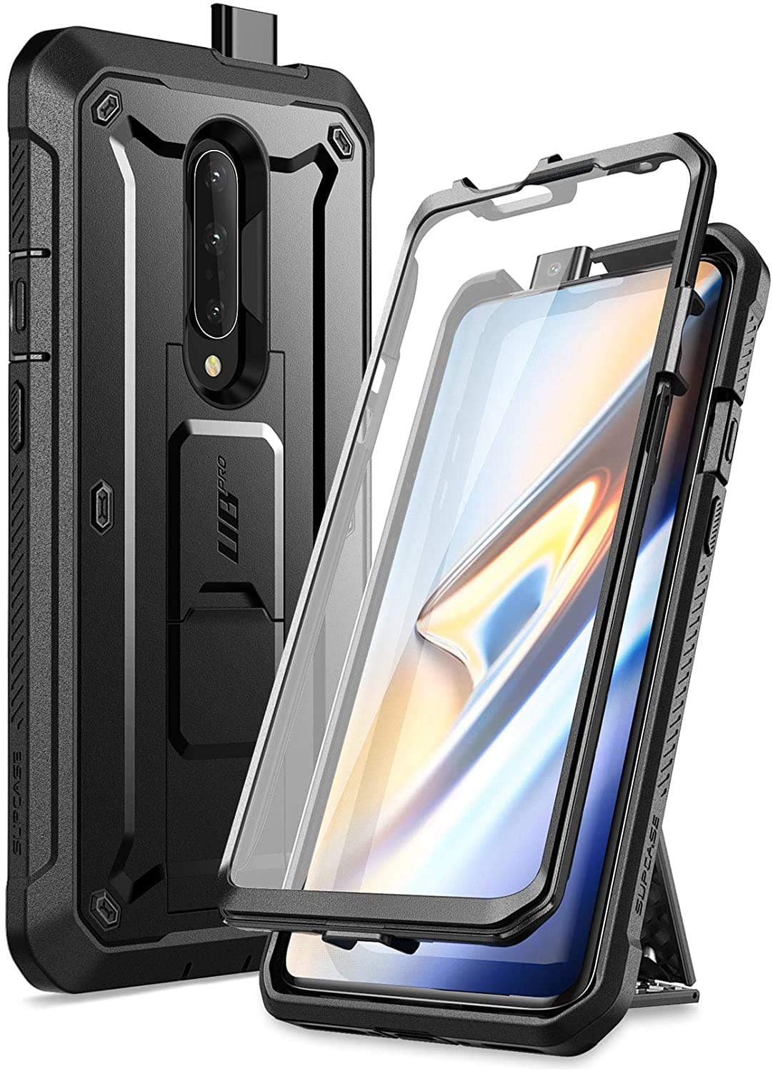 SUPCASE Unicorn Beetle Pro Series Case for OnePlus 7 Pro, Full-Body Rugged Holster Kickstand OnePlus 7 Pro Case with Built-in Screen Protector (Black)
