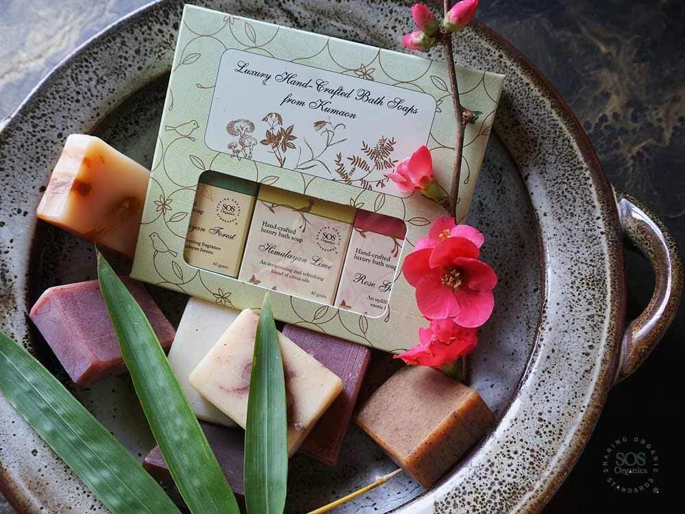 SOS Organics Assorted 100% Natural Handmade Bath Soaps Gift Set (Pack of 6, 40g each)