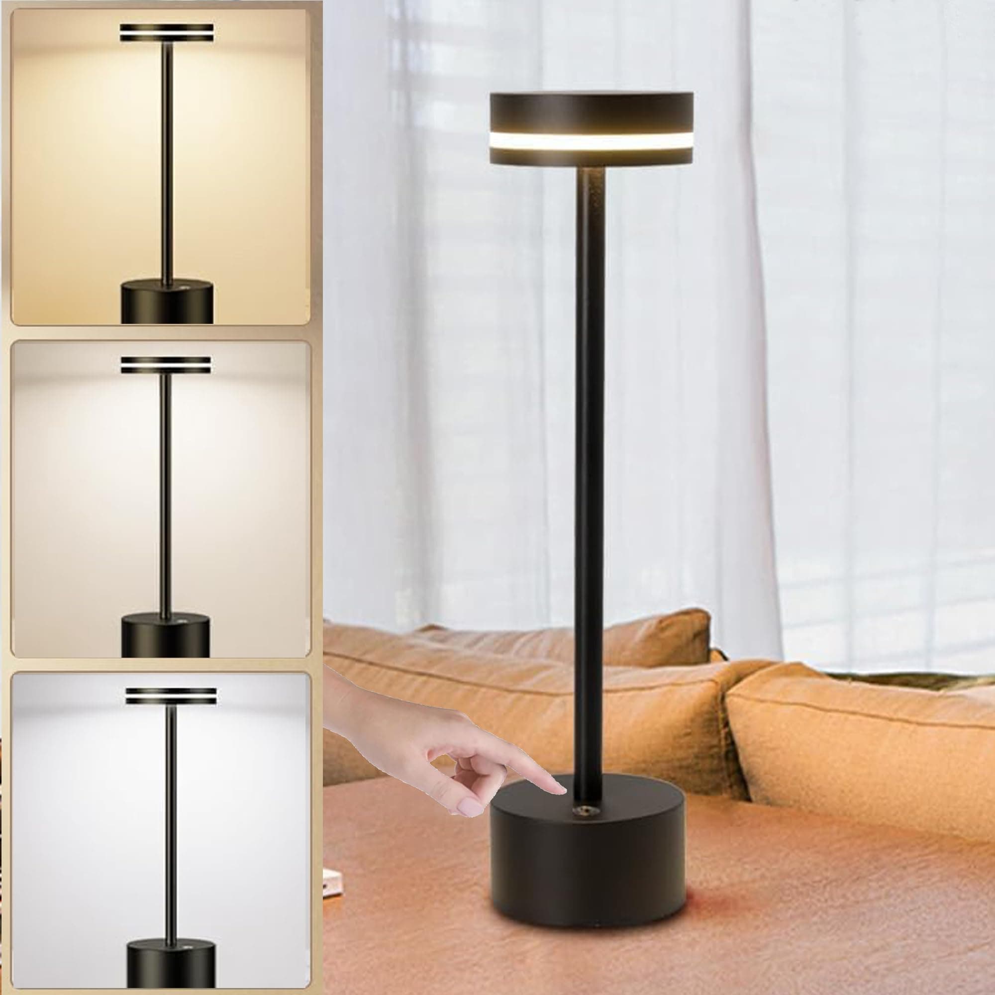 1Pack Table Lamp with Touch Control,Cordless Battery Operated Led Desk Light,3-Level Brightness Portable Lamp Kids Night Light for Bedroom Restaurant Outdoor Camping Gifts